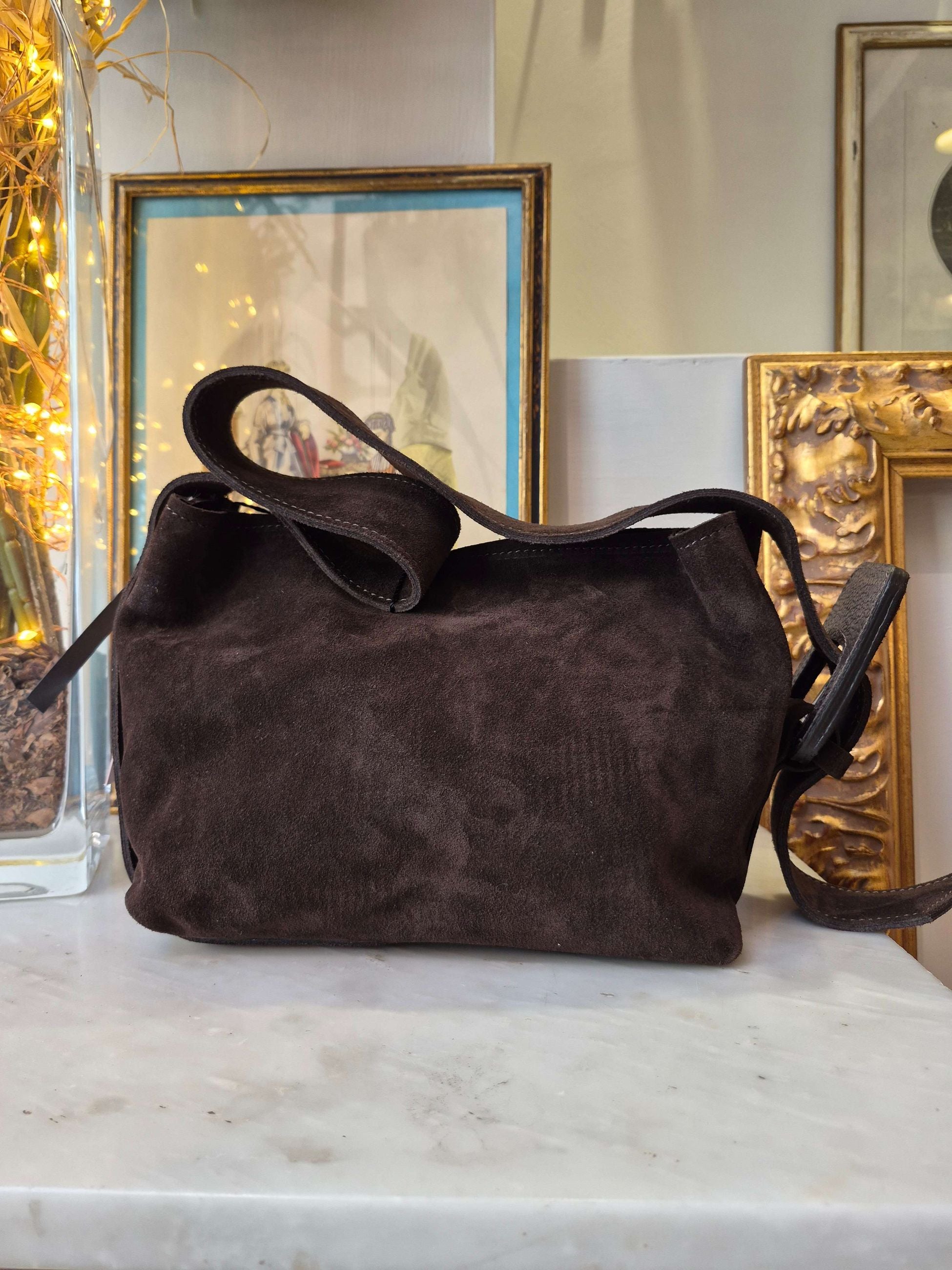 Hobo bag in camoscio con maxi fibbia - Sandro Ferrone