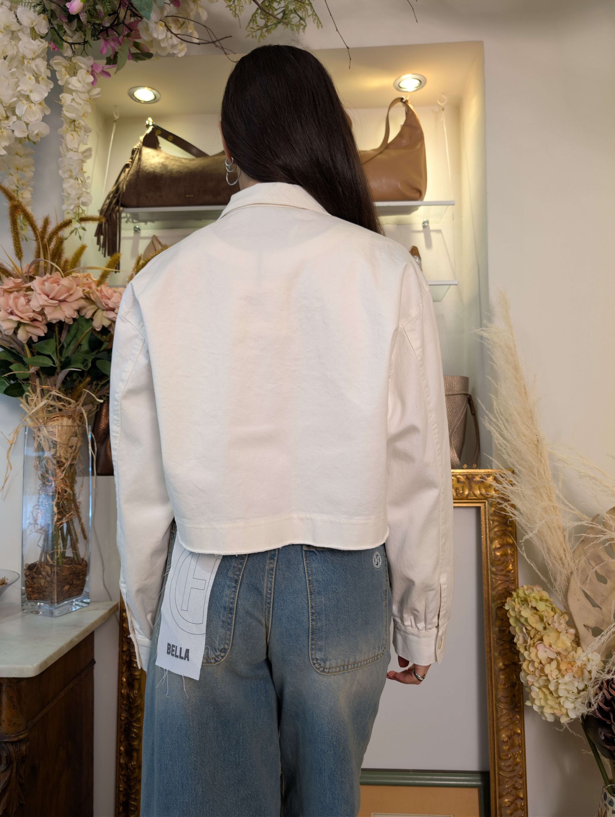 Giubbino cropped con ricami - TENSIONE IN