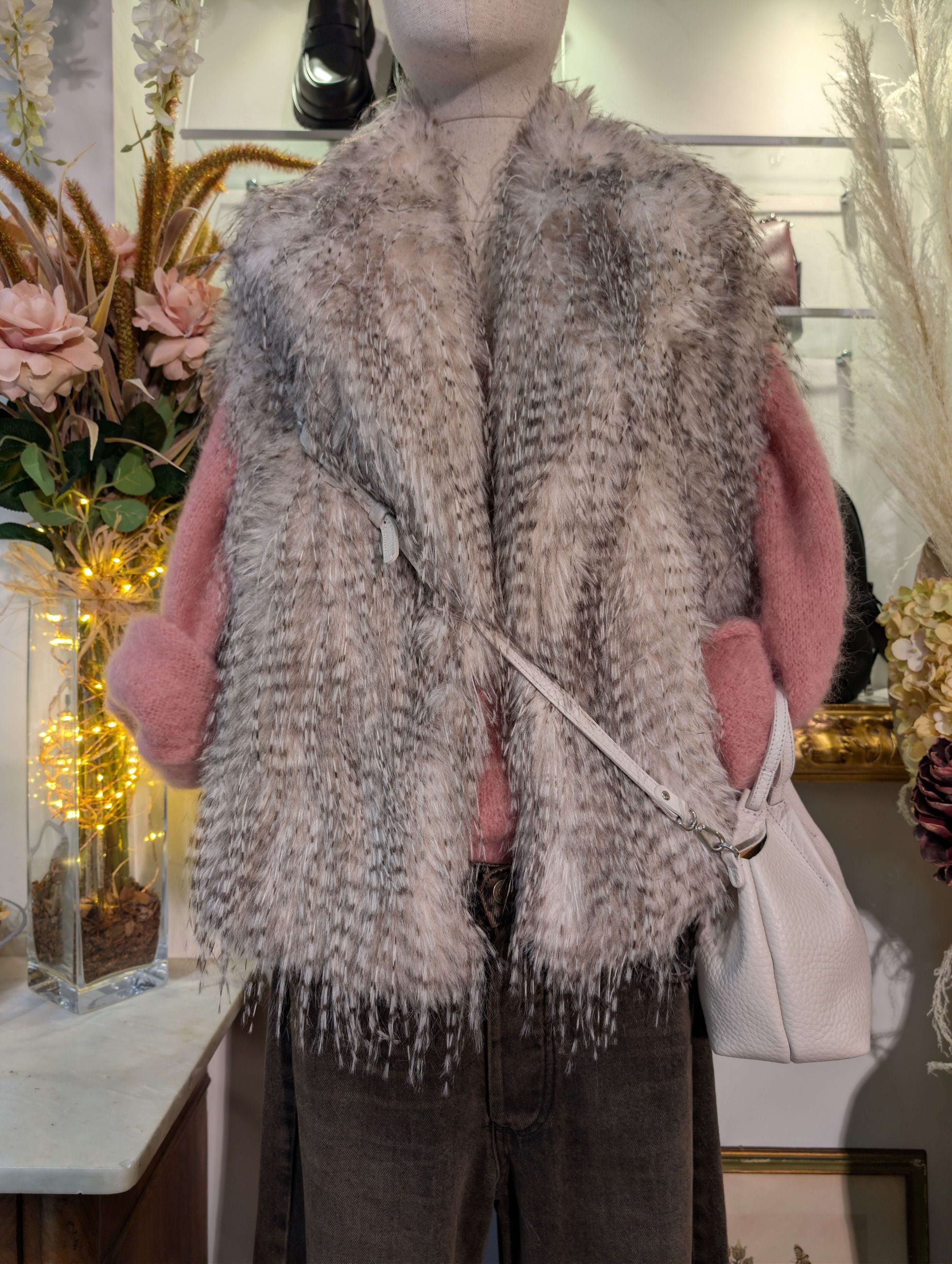 Pelliccia Smanicata faux fur in lince - TENSIONE IN
