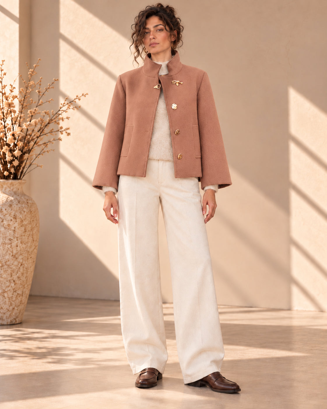Cropped Coat in panno con dettagli gold - MARKUP DONNA