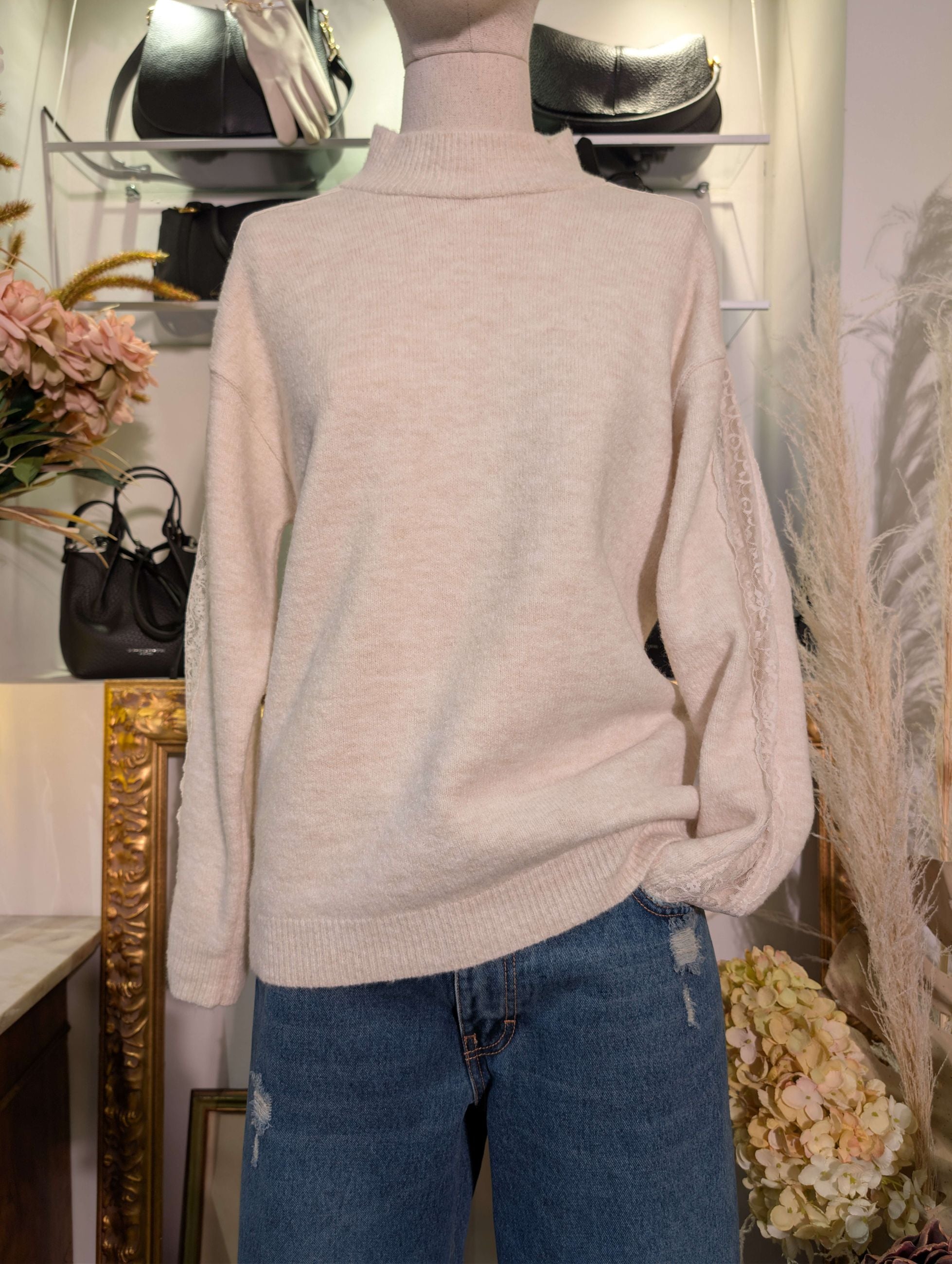 MAGLIA GIROCOLLO M/PIZZO - HAVE ONE