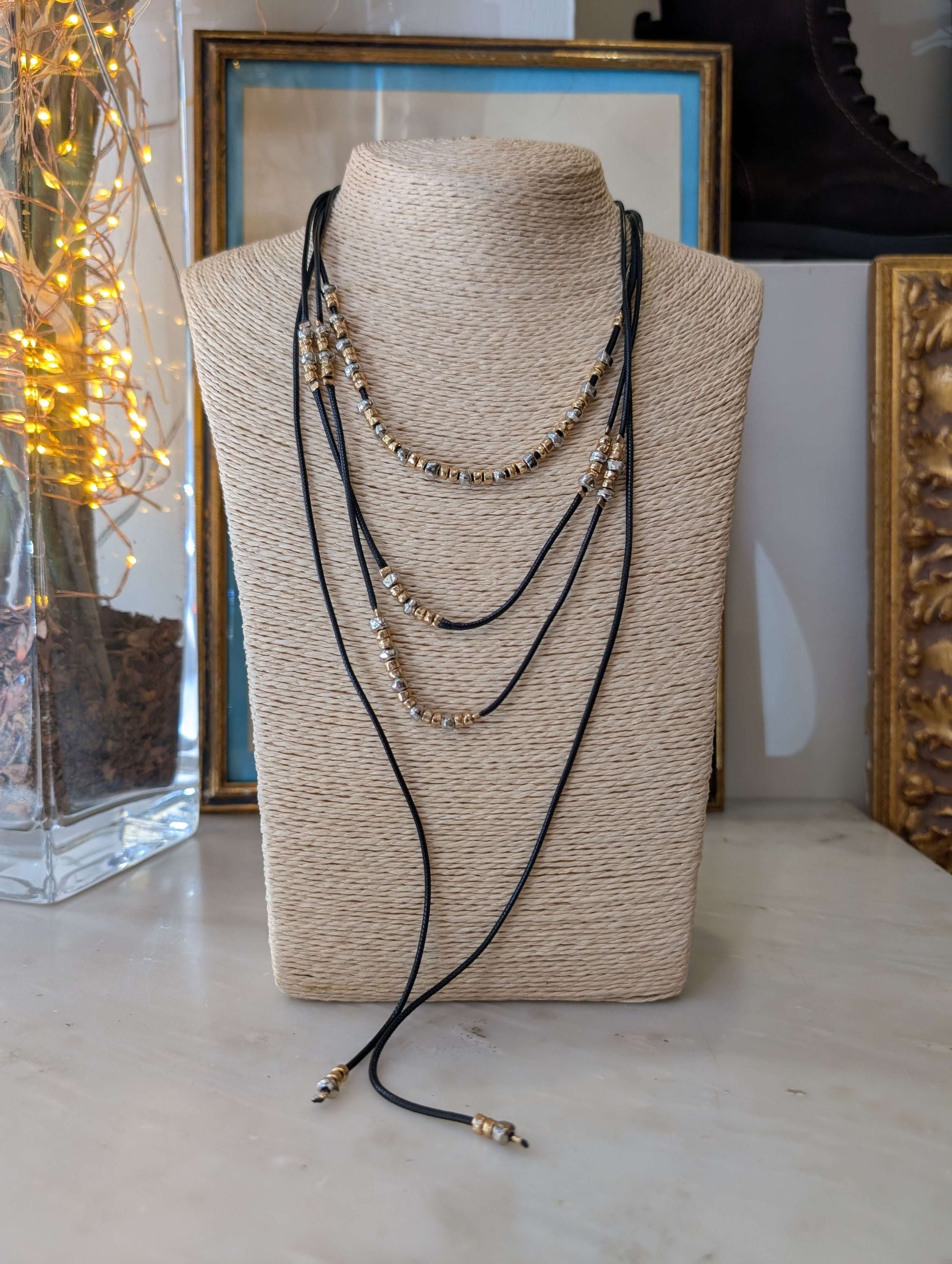 COLLANA CON CORDINO ED ELEMENTI ORO\ARGENTO - NALI'