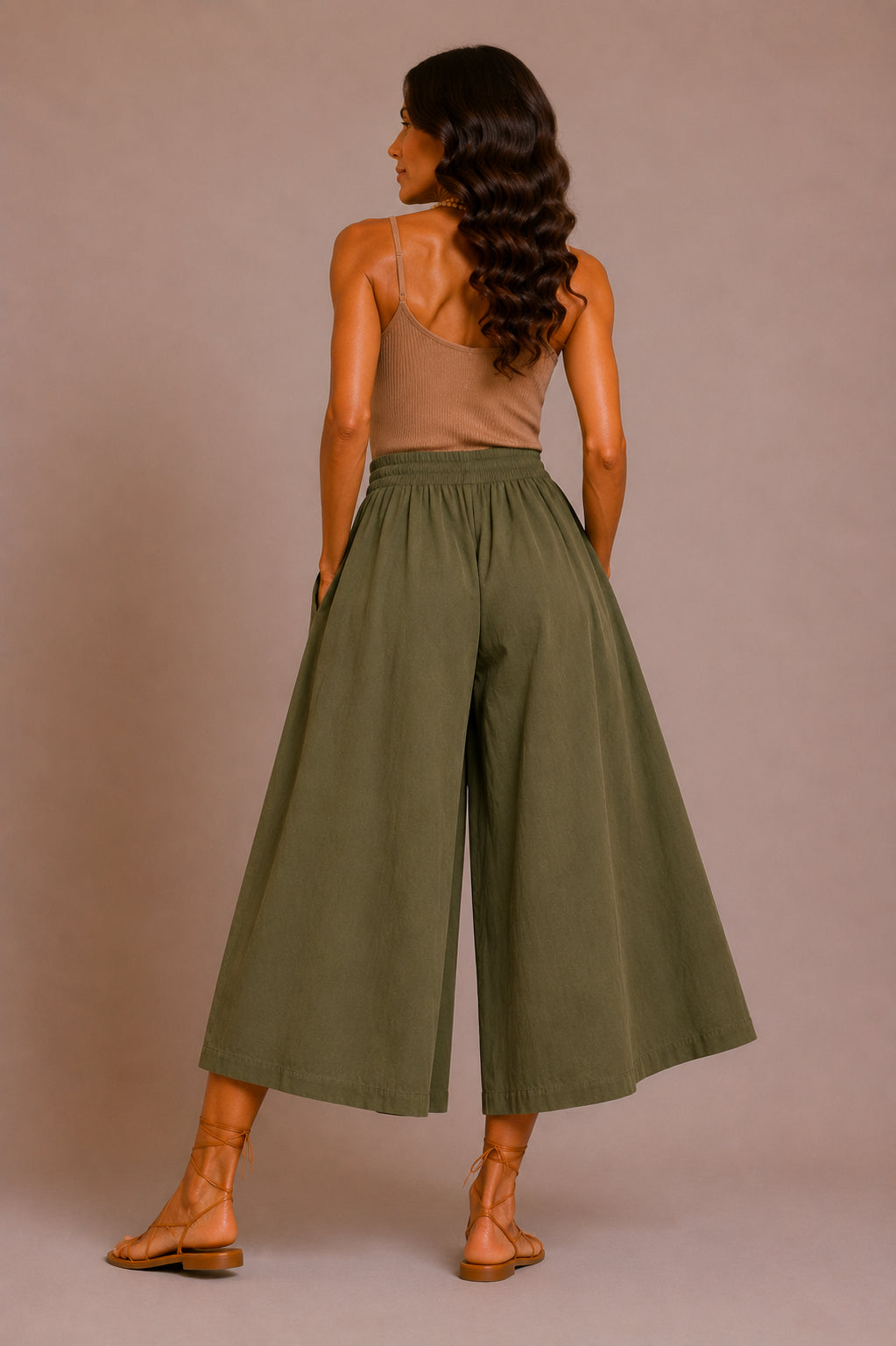 Panta cropped ampio in mussola di cotone - SHE_FLORENCE_LAB