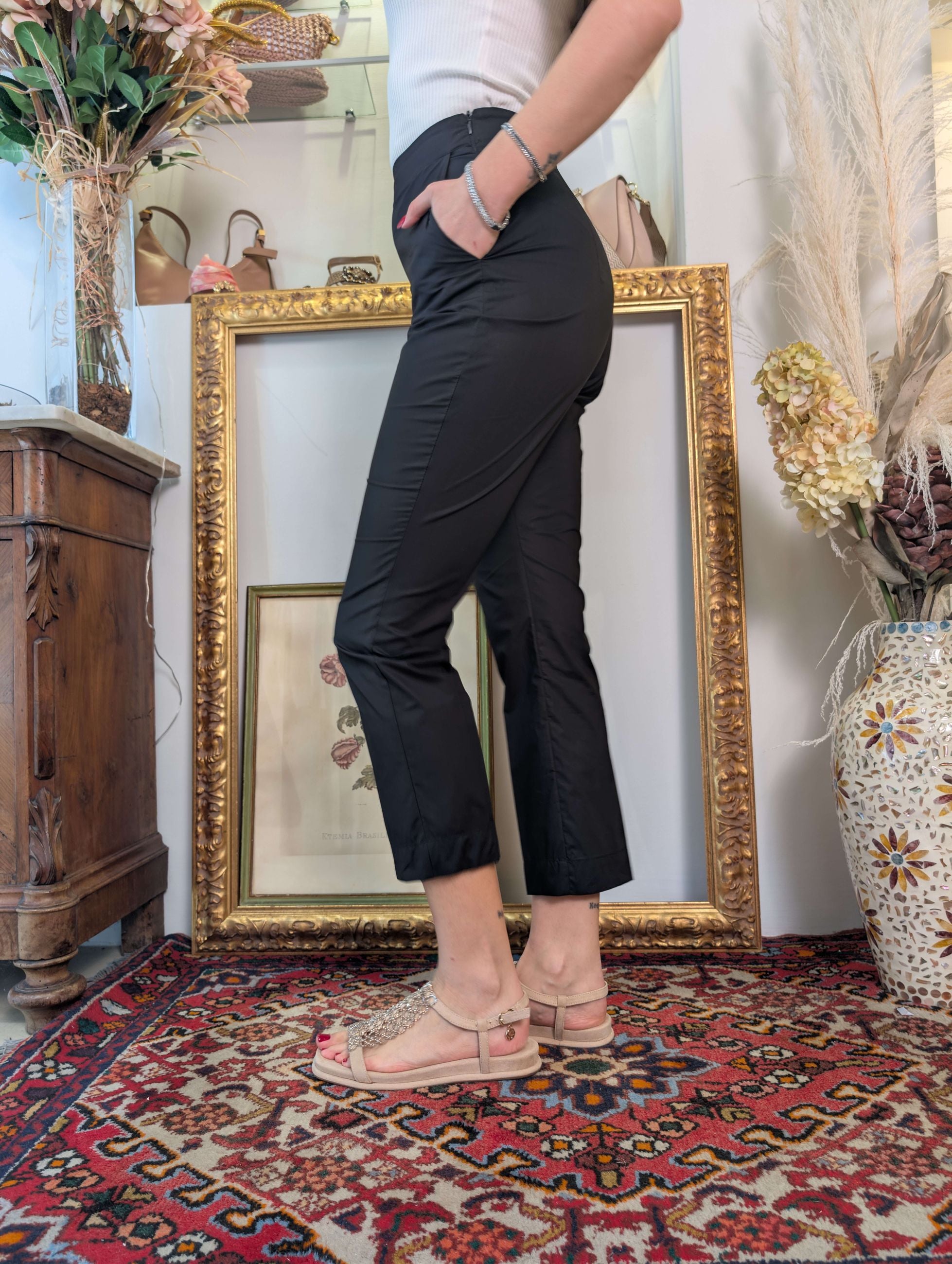 Pantalone a sigaretta in tela di cotone Le Sarte del Sole. - LE SARTE DEL SOLE