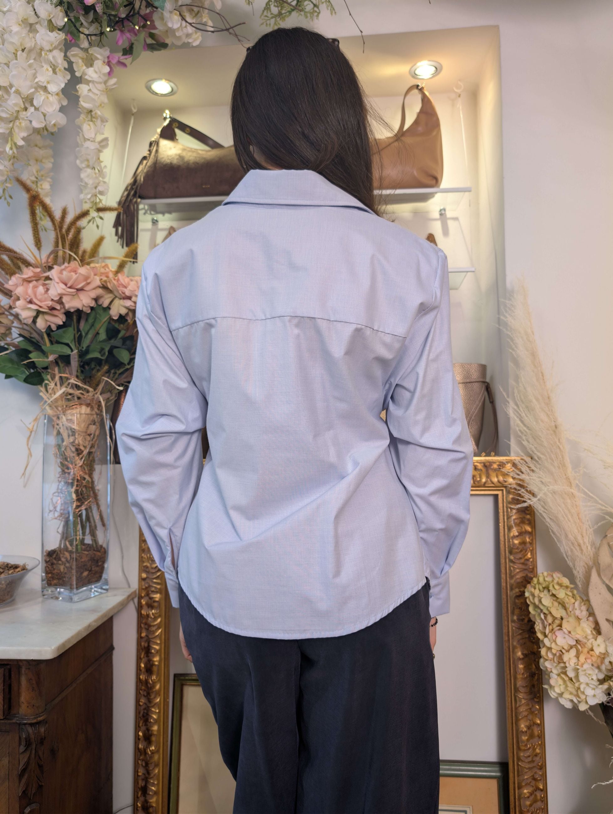 Camicia incrocio e punte in cotone fil à fil - TENSIONE IN