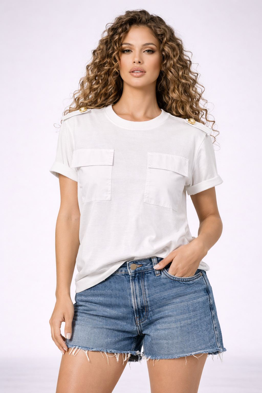 T-shirt con tasche e spallini - MARKUP DONNA