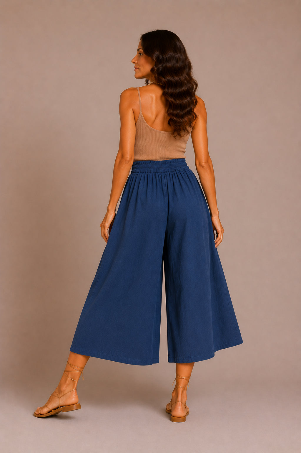 Panta cropped ampio in mussola di cotone - SHE_FLORENCE_LAB