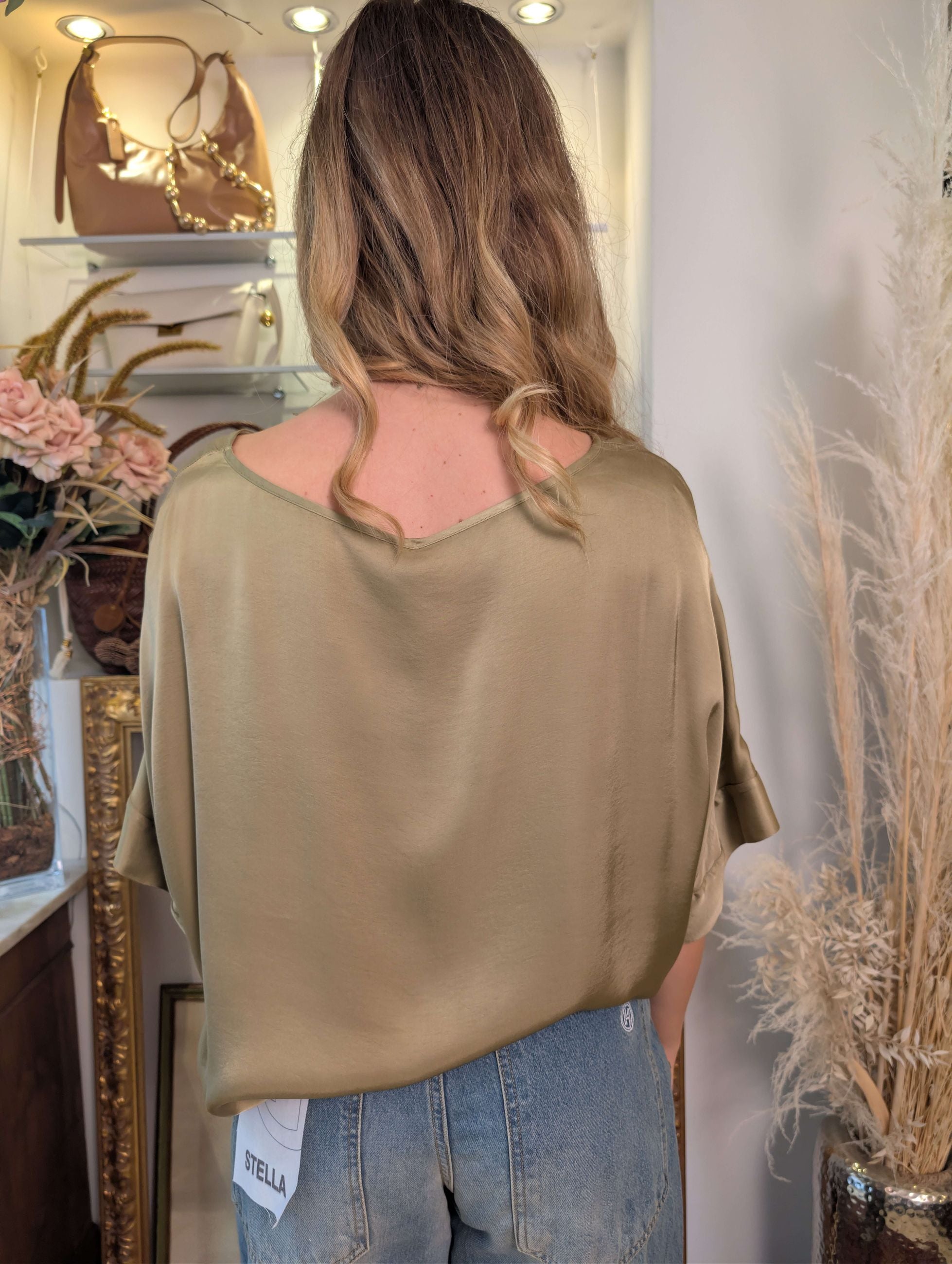 Blusa kimono oversize in raso di viscosa - TENSIONE IN