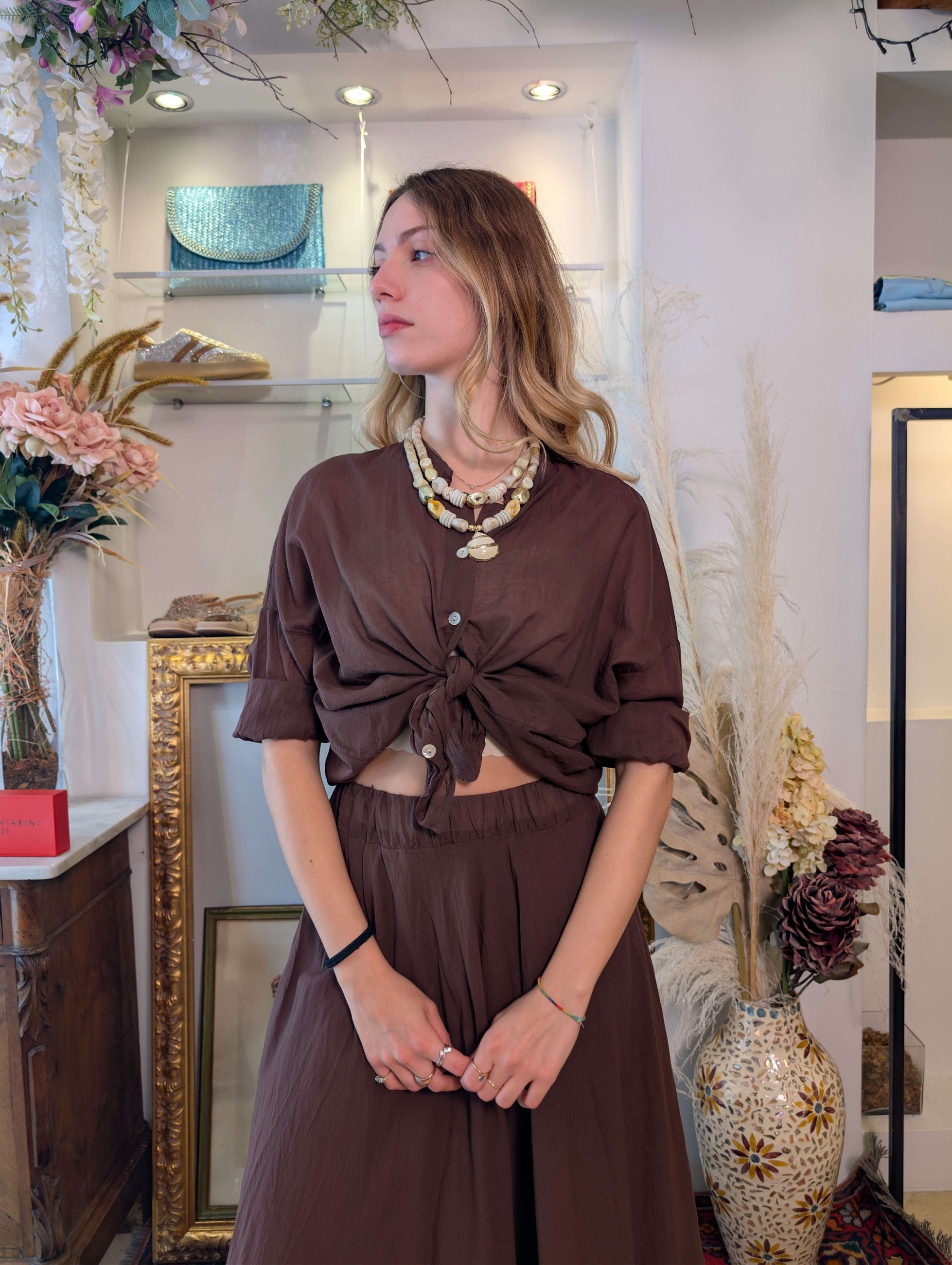 Camicia coreana in mussola di cotone - SHE_FLORENCE_LAB