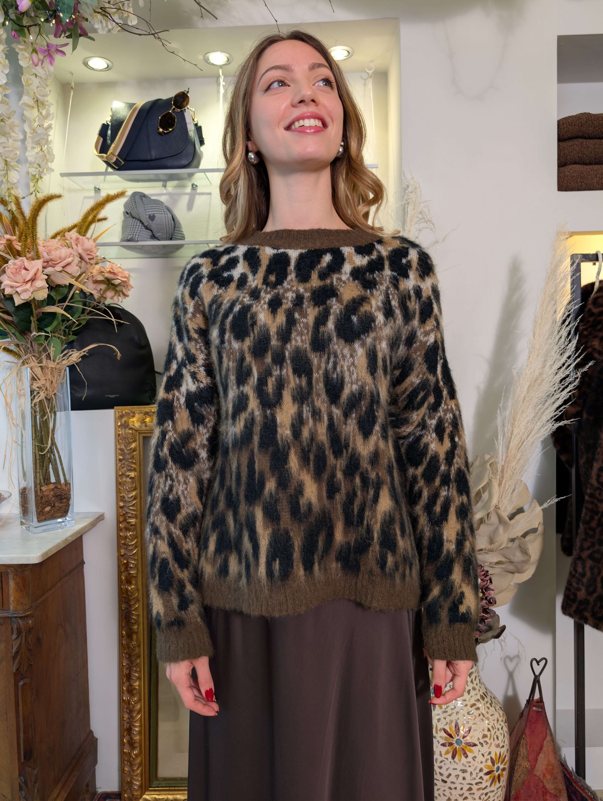 Maglioncino girocollo jacquard maculato - TENSIONE IN