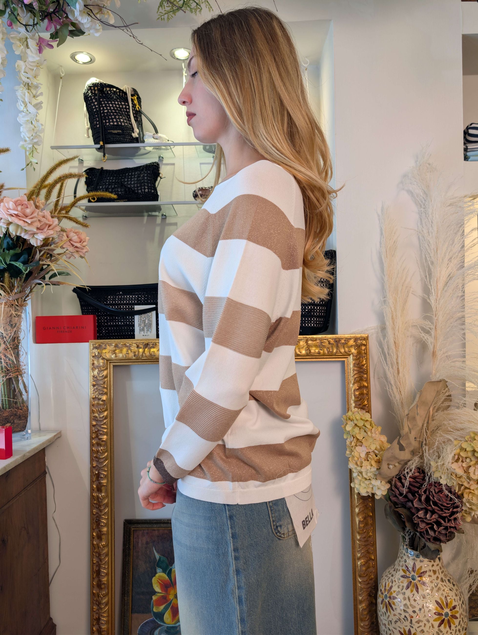Maglia Girocollo Rigata con Lurex - SHE_FLORENCE_LAB
