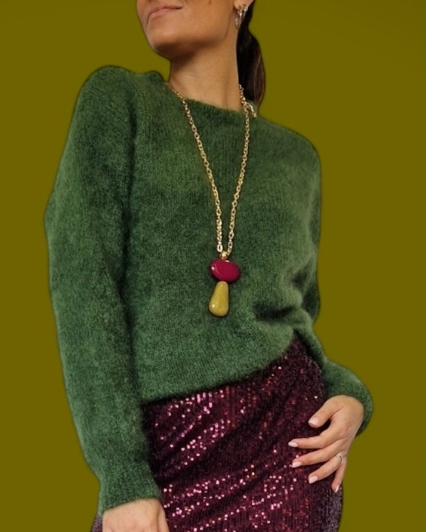 MAGLIA IN MOHAIR VERDE - SHE_FLORENCE_LAB