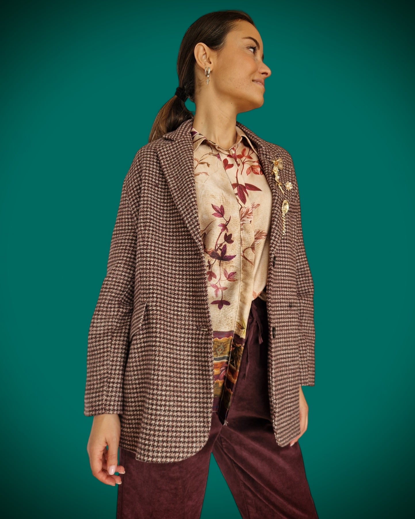 BLAZER PIED DE POULE CON SPILLE TENSIONE IN