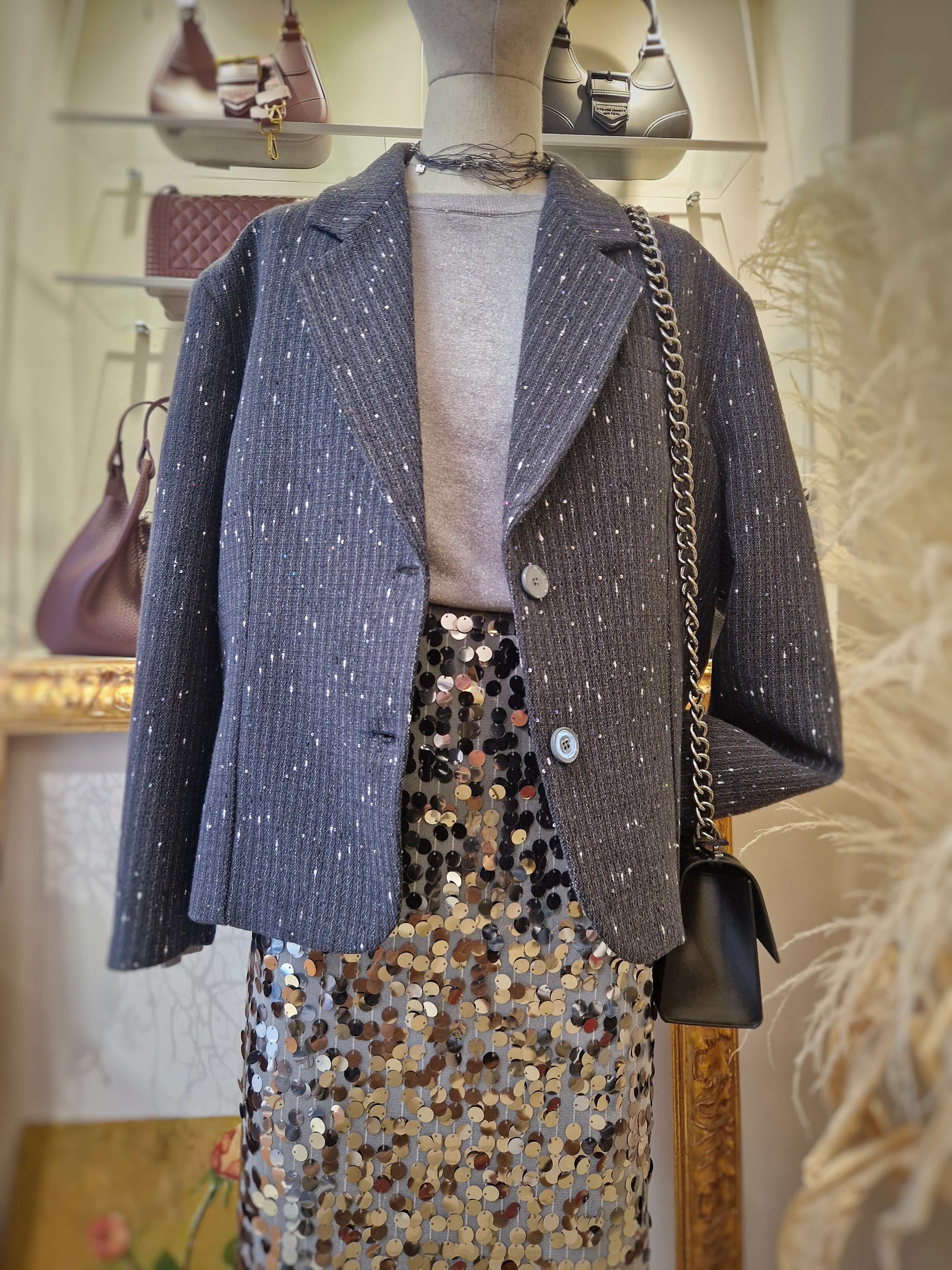 GIACCA OVERSIZE CON MICRO PAILLETTES - VICOLO