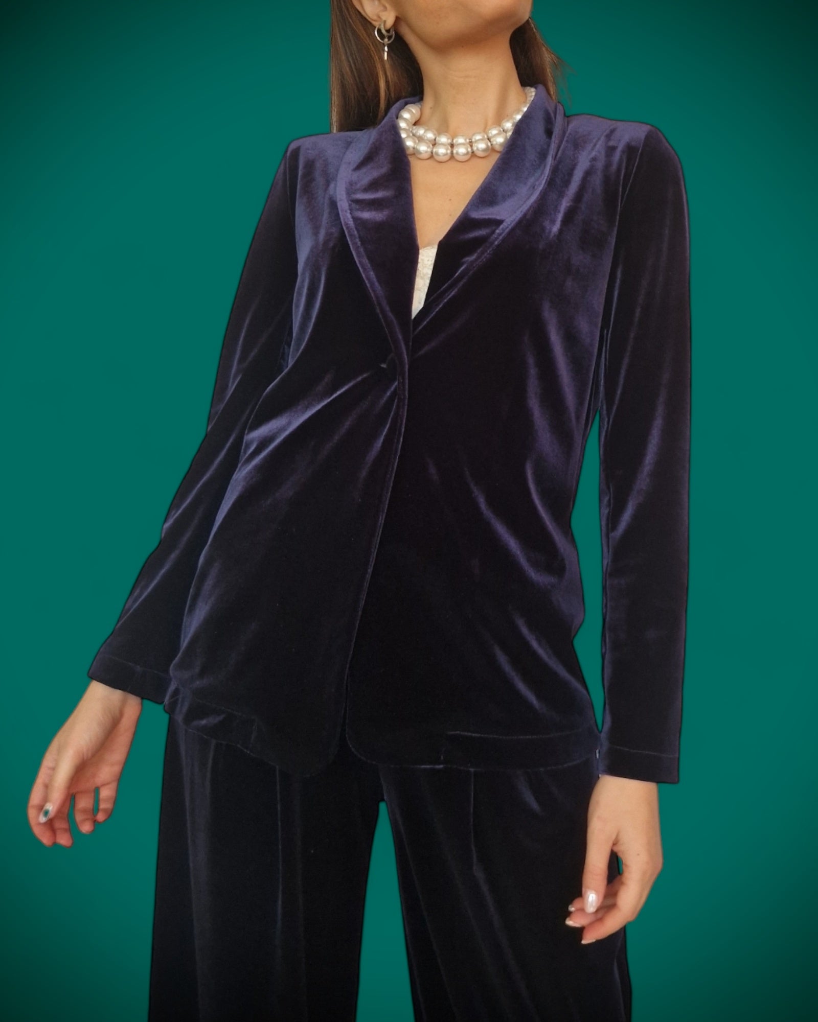 Giacca blue in smooth velvet - TENSIONE IN