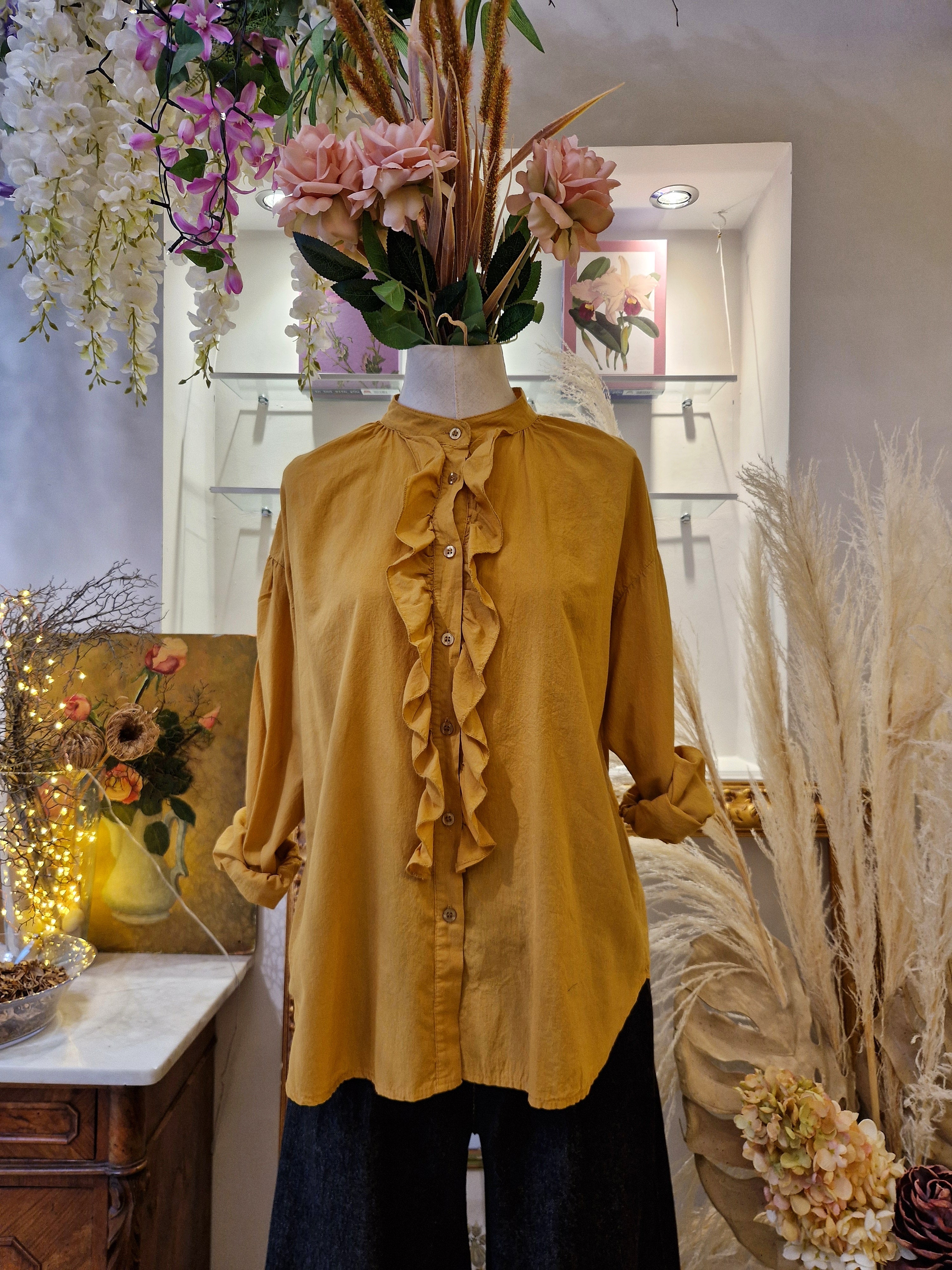 Camicia con rouches curcuma - SHE_FLORENCE_LAB