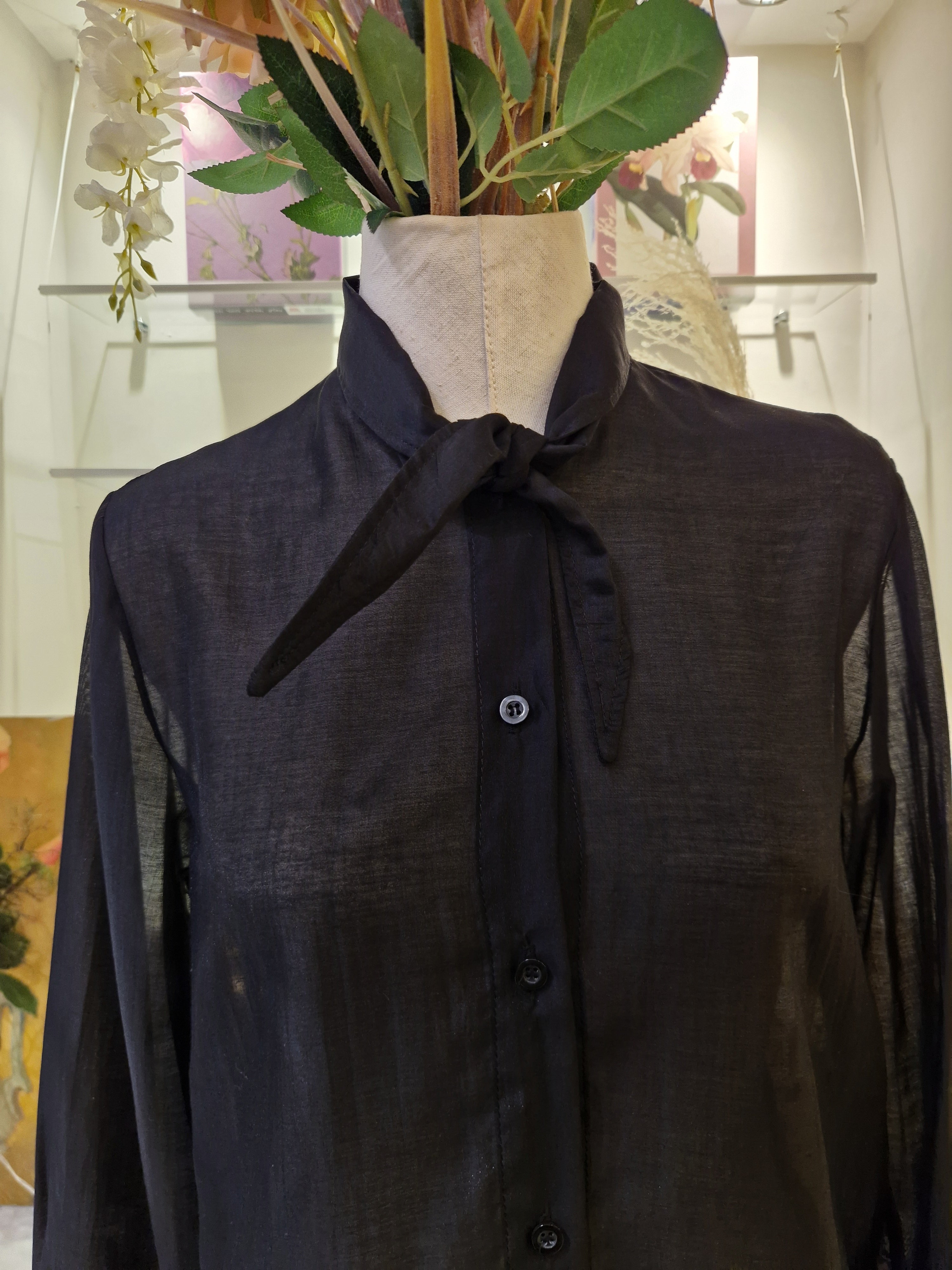 Camicia voile con fiocco nera SHE_FLORENCE_LAB