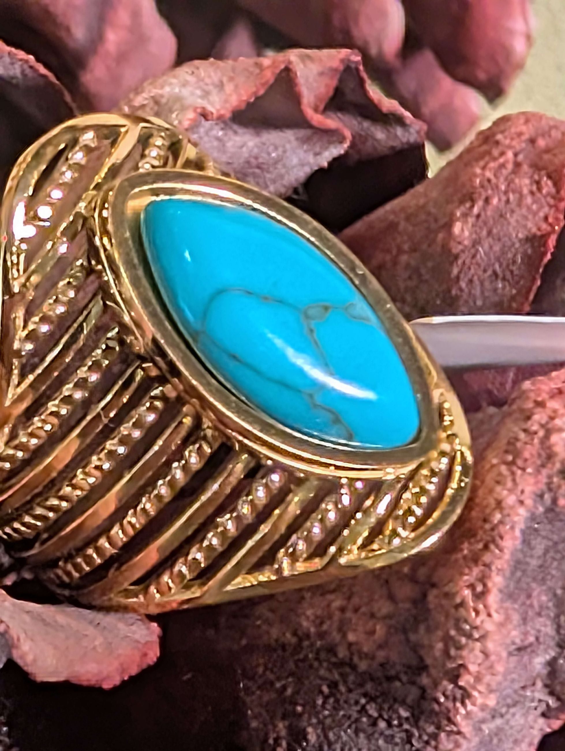 ANELLO SPHYNX OVER CON PIETRA TURCHESE ORO - NALI'