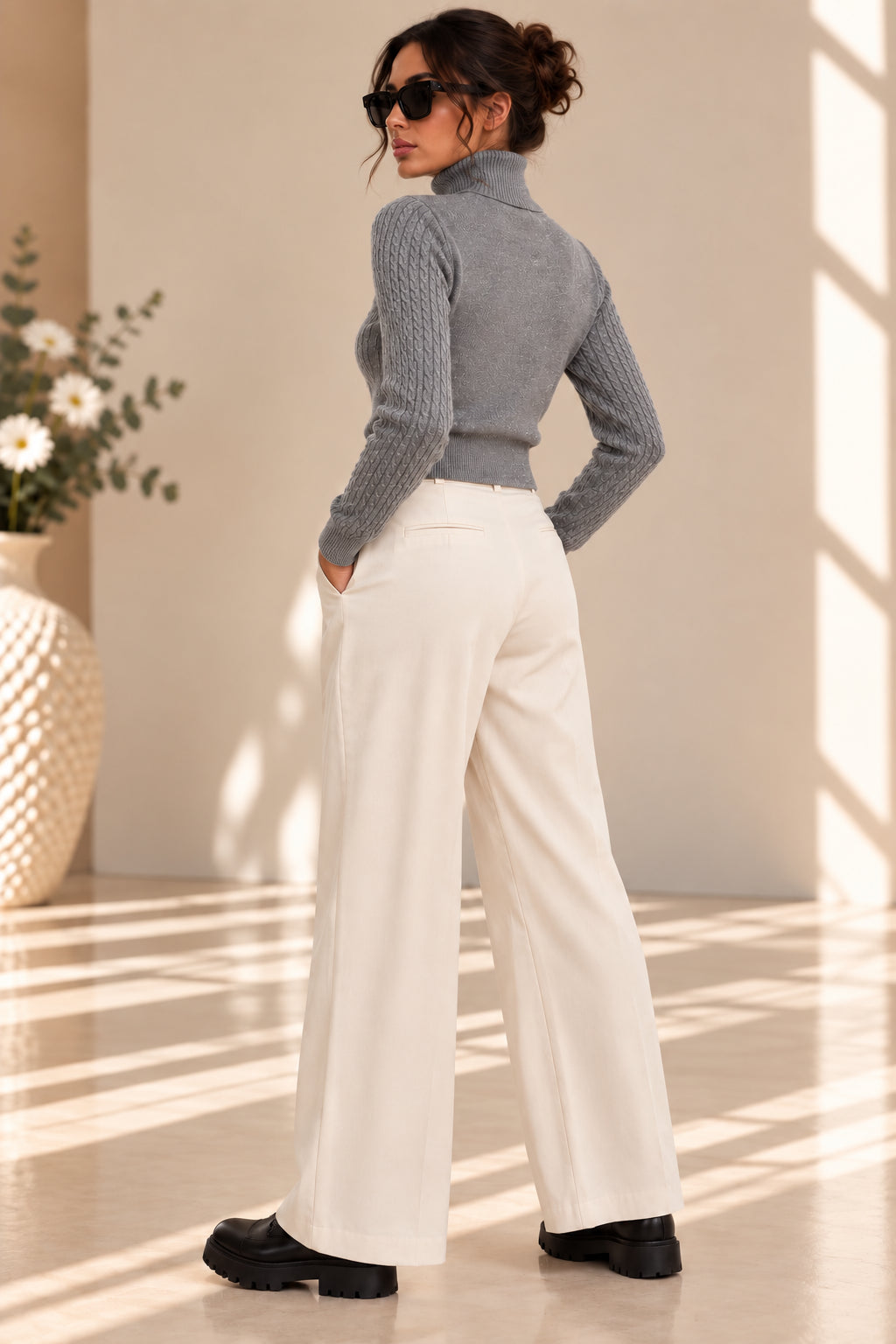 Maglia Cropped a Treccine con Lurex e Collo Alto - Sandro Ferrone