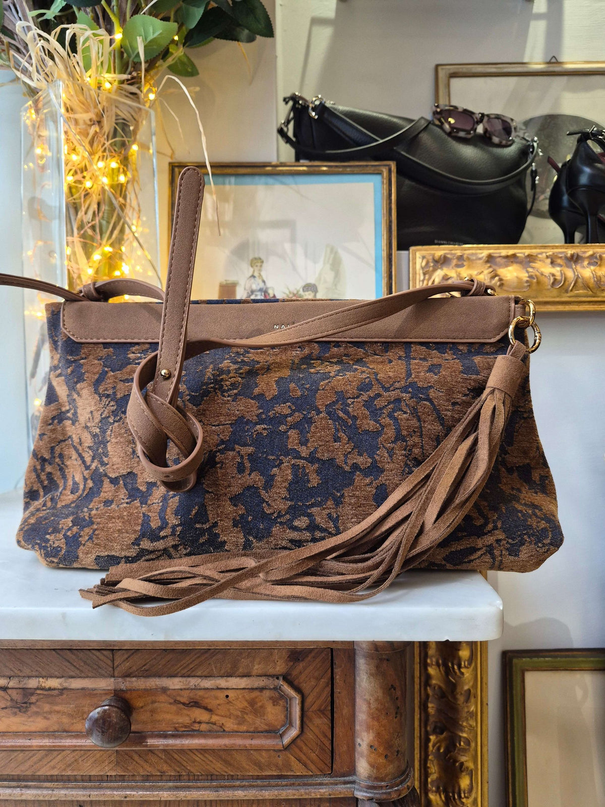 BORSA AMBER A SPALLA FANTASIA MARRONE - NALI'