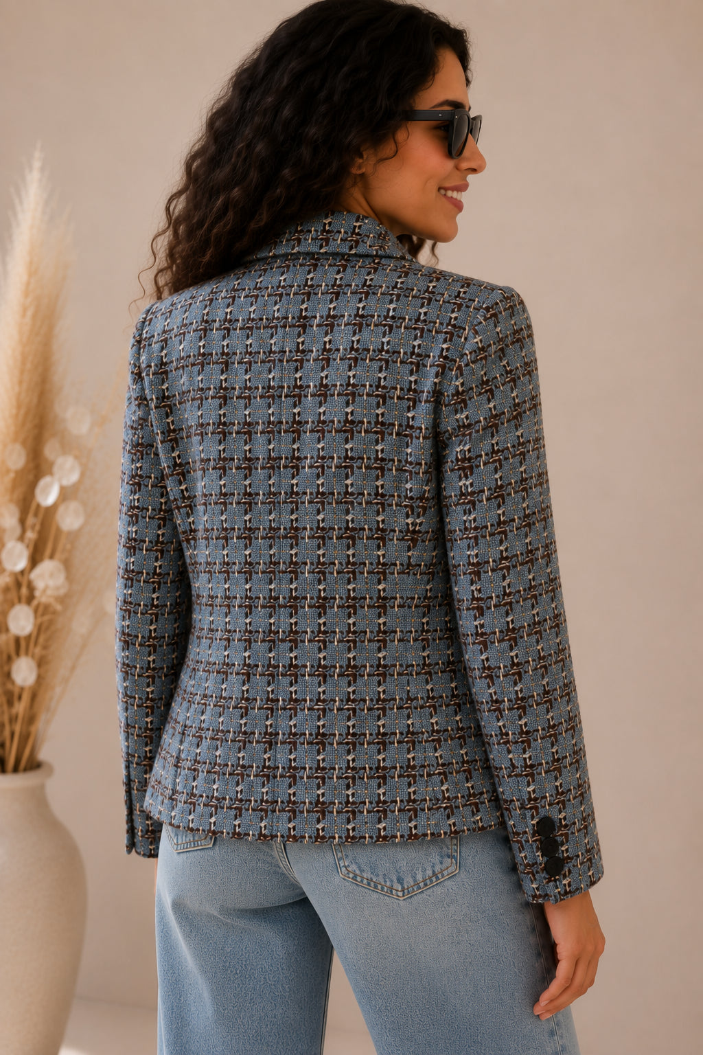 Giacca in pied de poule multicolor con filo lurex - VICOLO