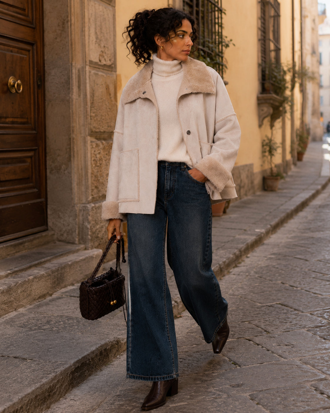 Giubbotto Oversize Suede Touch con Faux Fur - Sandro Ferrone