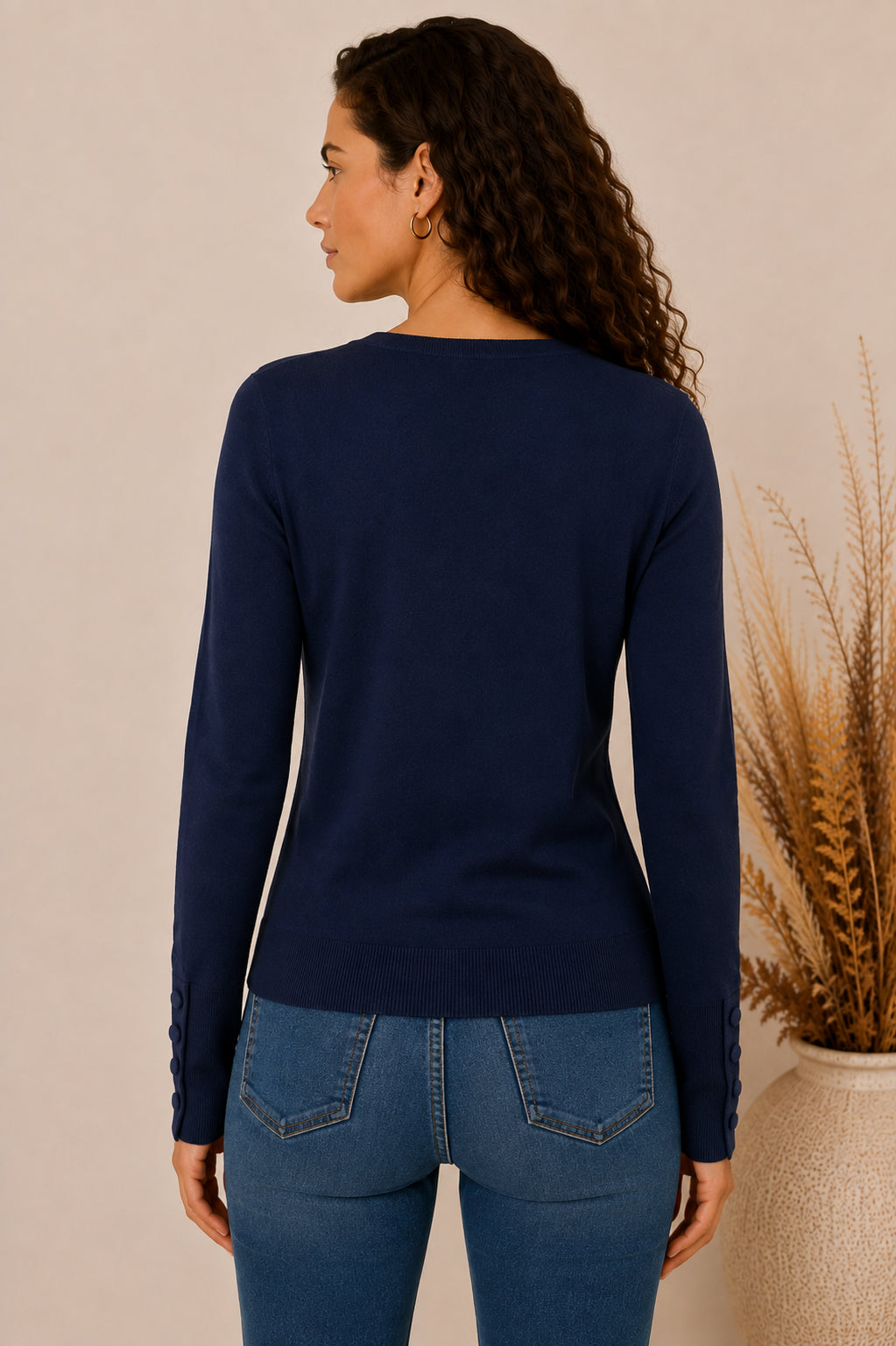 Maglia slim in viscosa con scollo a V e bottoni - MARKUP DONNA
