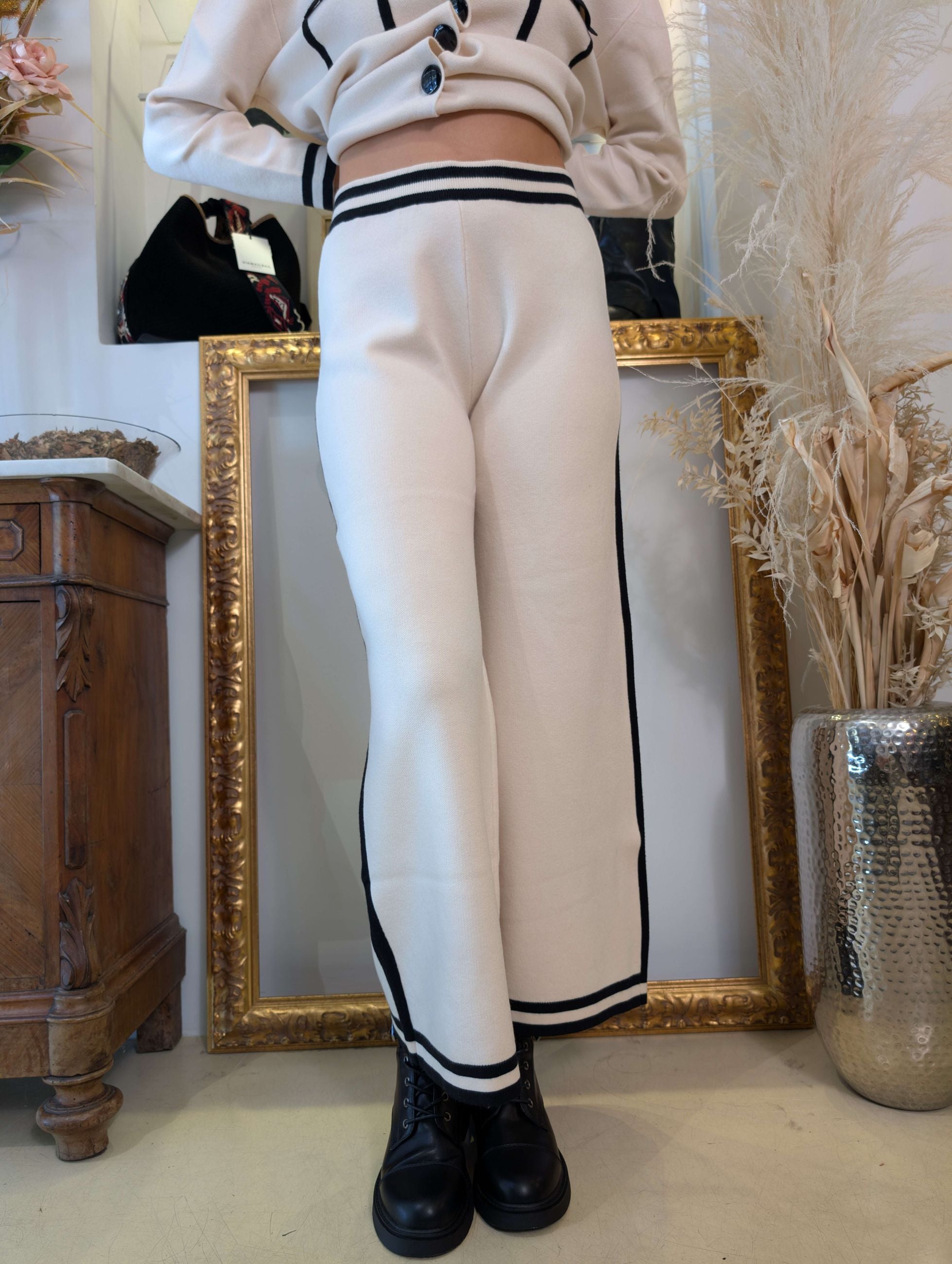 Panta tricot bon bordi neri - SHE_FLORENCE_LAB