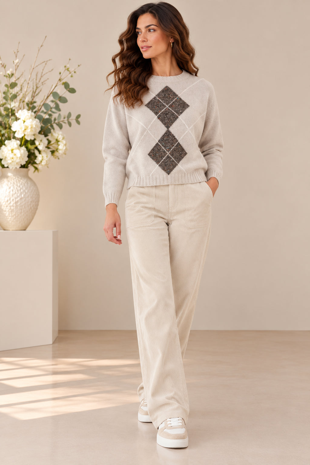 Maglia girocollo con motivo rombi - MARKUP DONNA