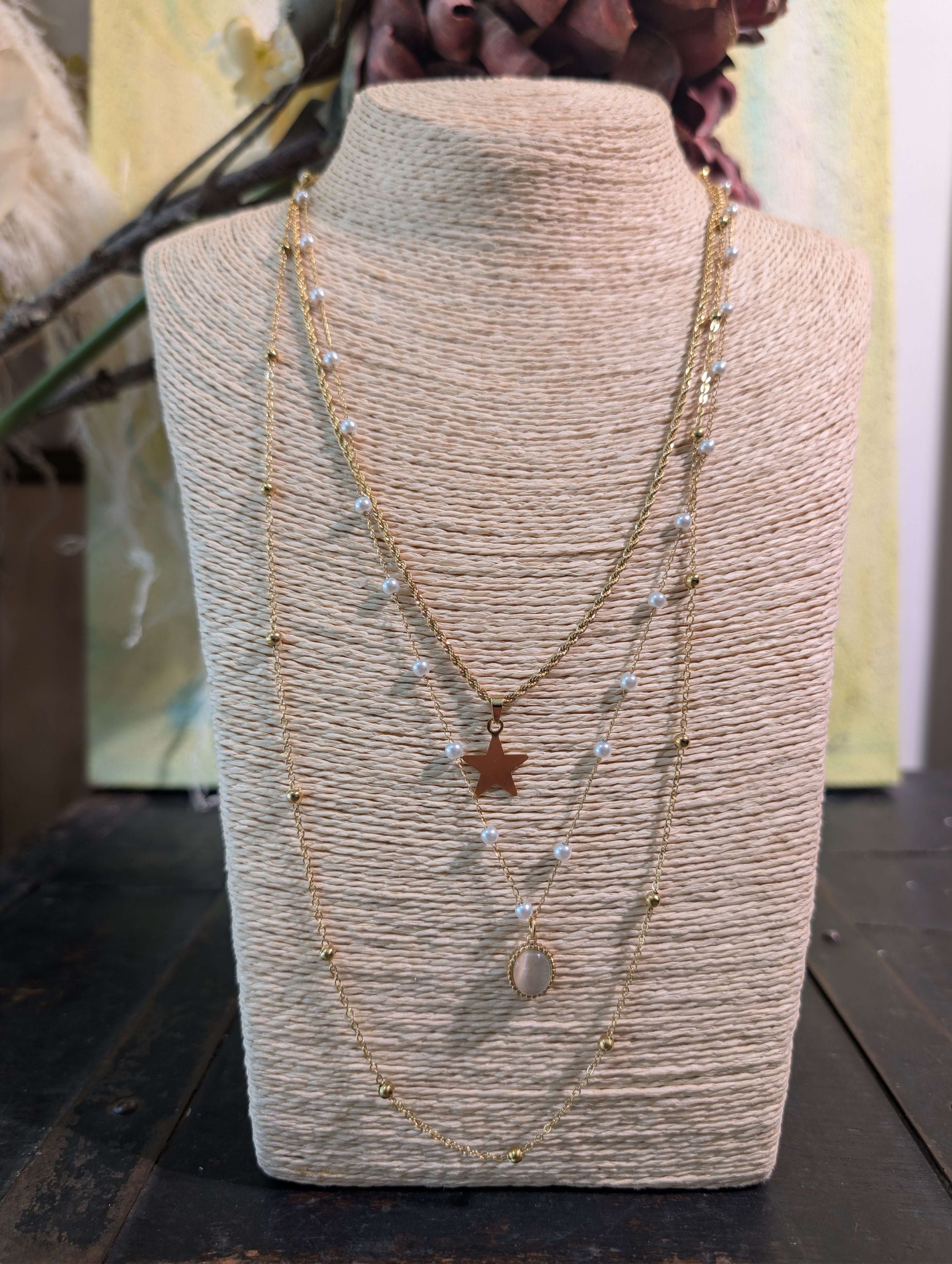 COLLANA MULTIFILO CON PENDENTE STELLA ORO - NALI'