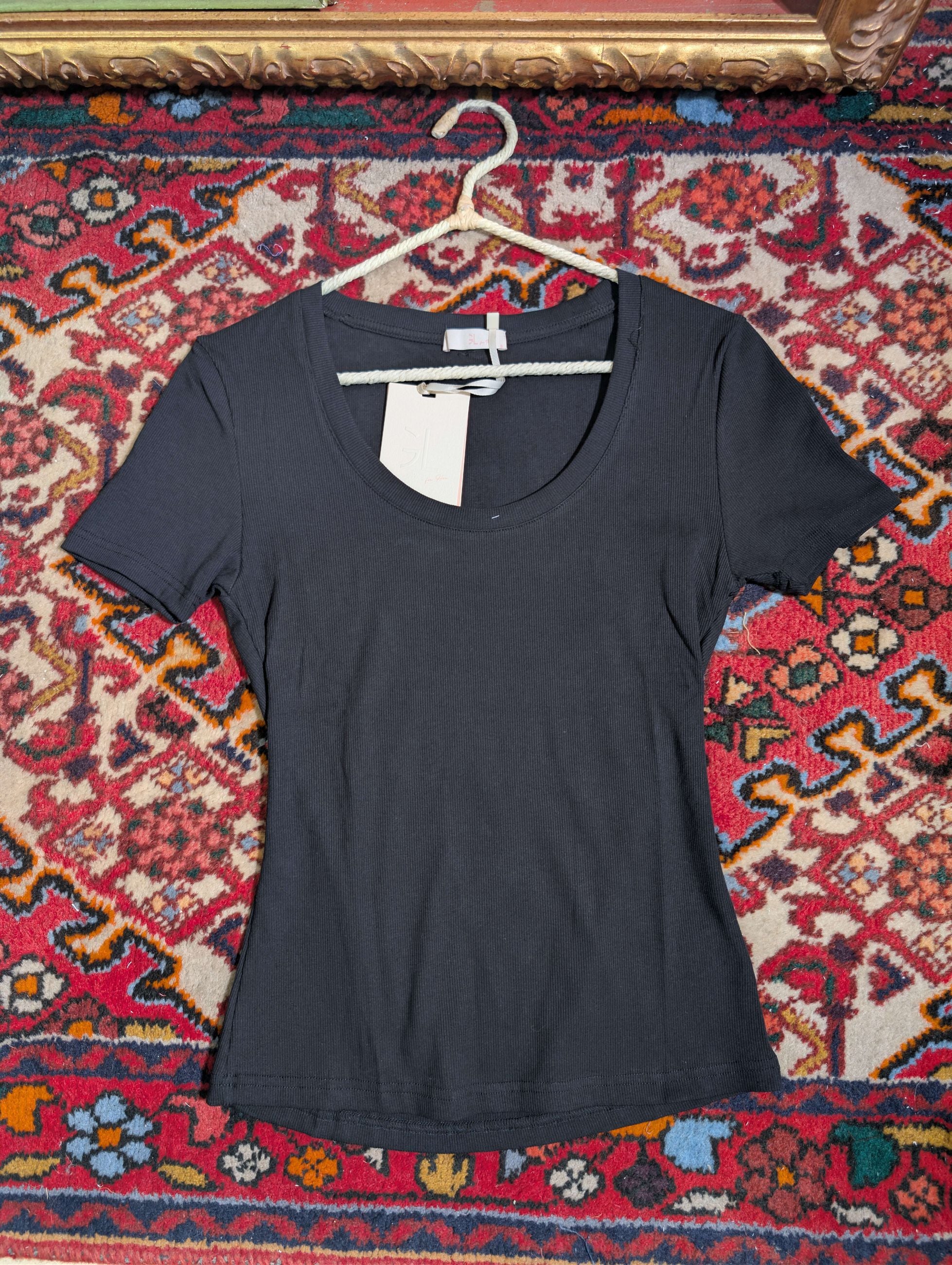 T-shirt scollo madonna in costina di cotone - GL for Her