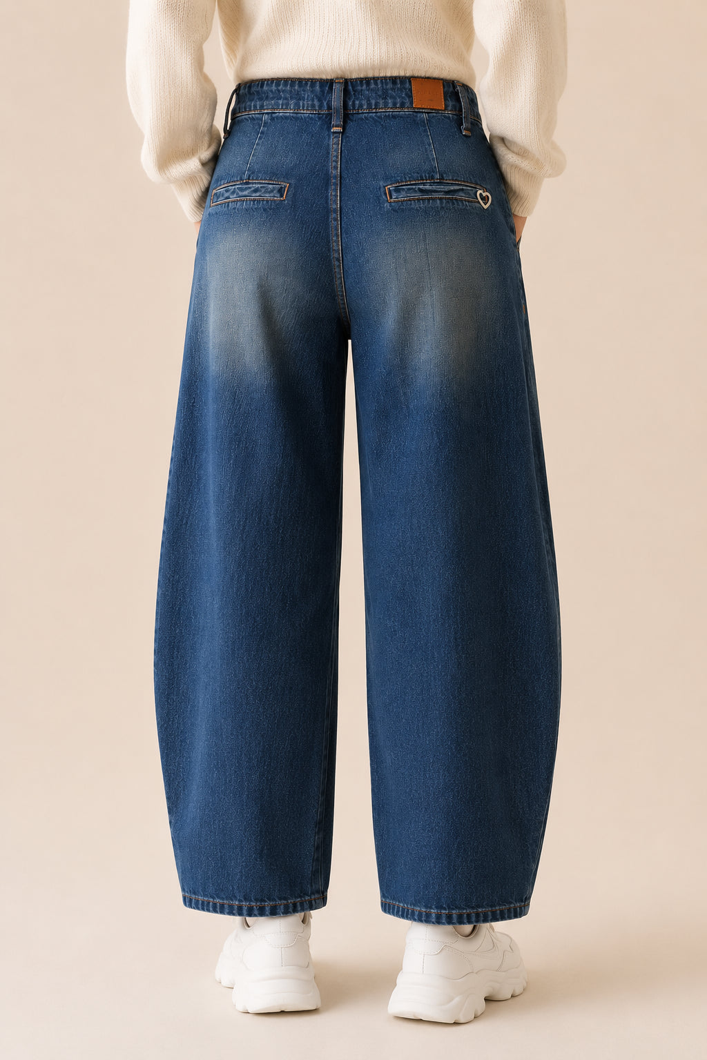 Panta chino in denim vestibilità barrel - PLEASE