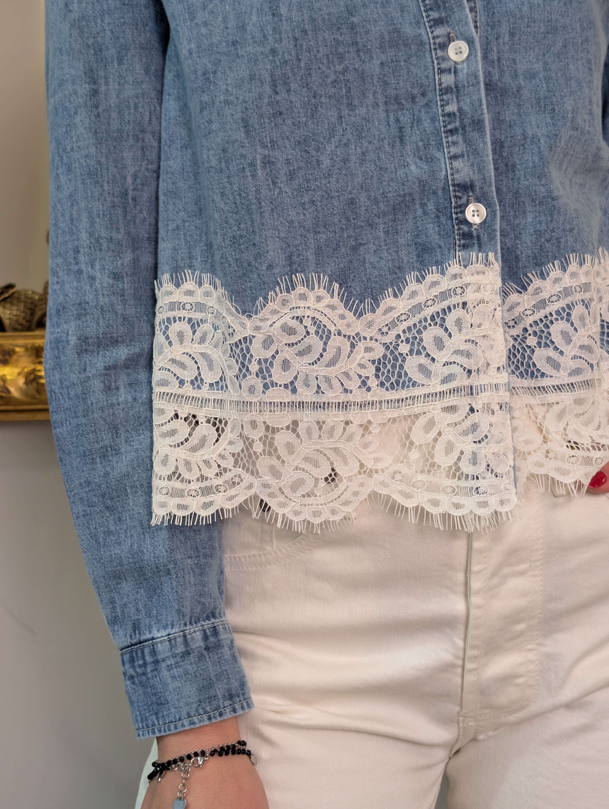 Camicia in denim con pizzo - PLEASE