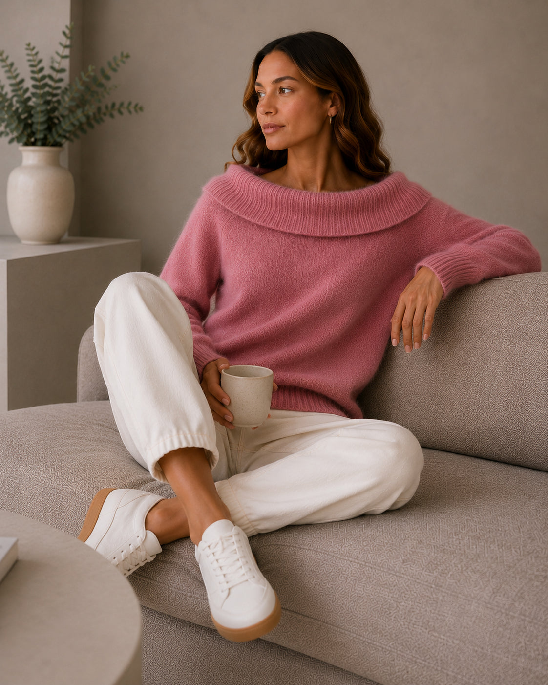Maglia in angora collo ad anello - .SOLO TRE
