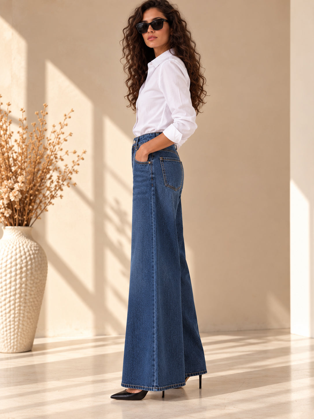 Jeans Palazzo in Denim - SHE_FLORENCE_LAB
