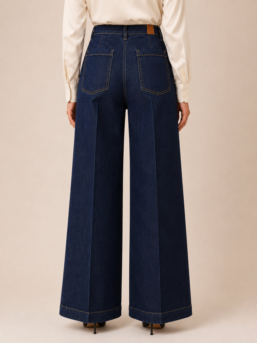 Panta palazzo in denim cotone_tencel - PLEASE