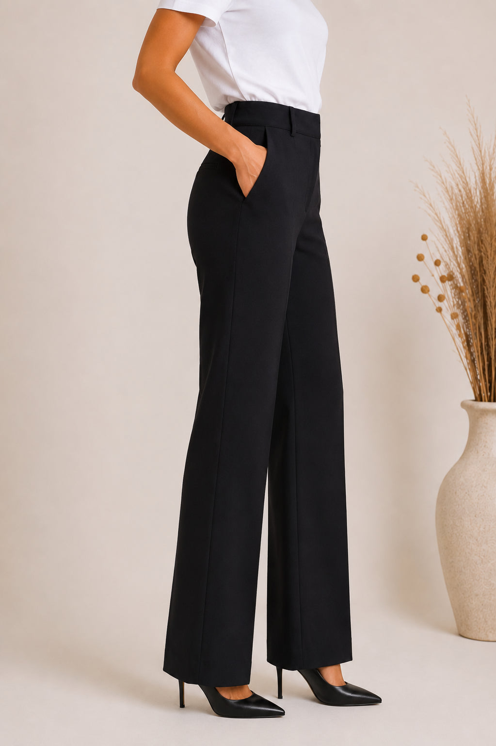 Pantalone sartoriale in twill nero a gamba ampia - DIXIE