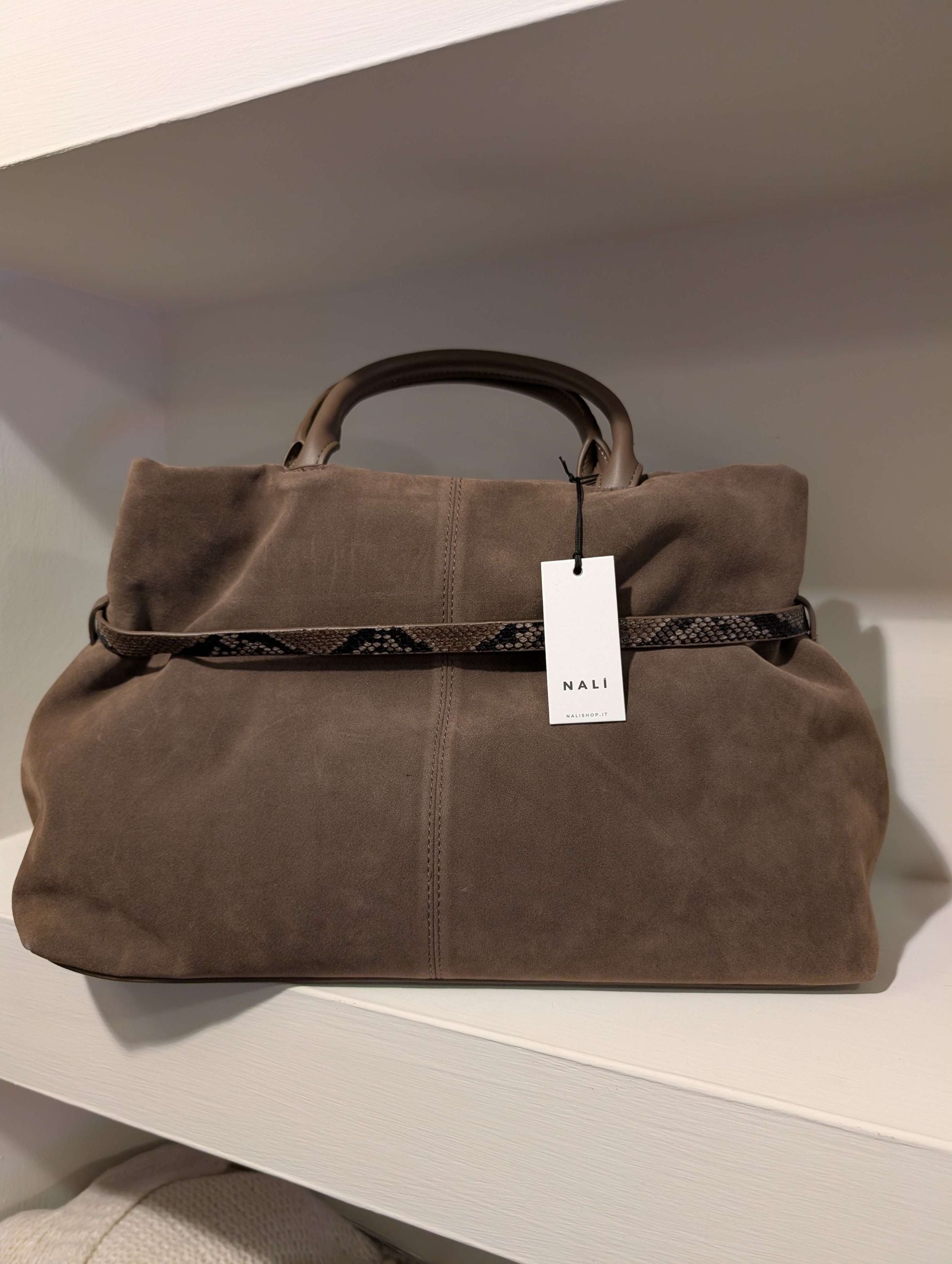 BORSA MELISSA CON DETTAGLI IN PITONE MARRONE - NALI'