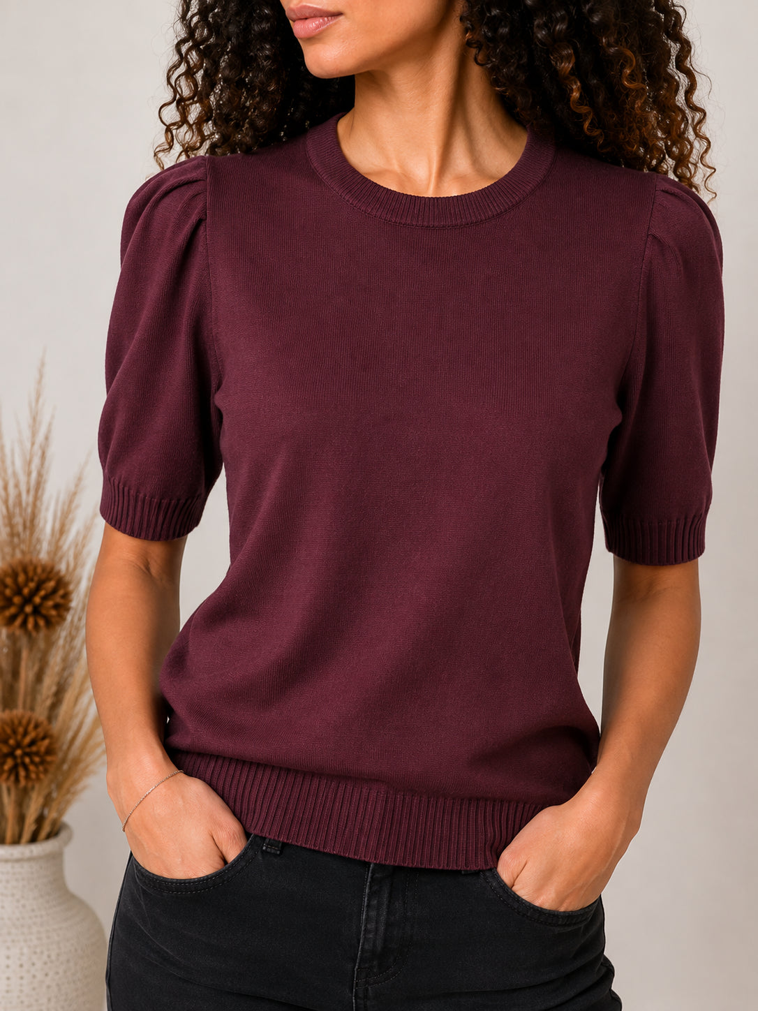 Maglia in viscosa finezza 12 con maniche a sbuffo - SHE_FLORENCE_LAB