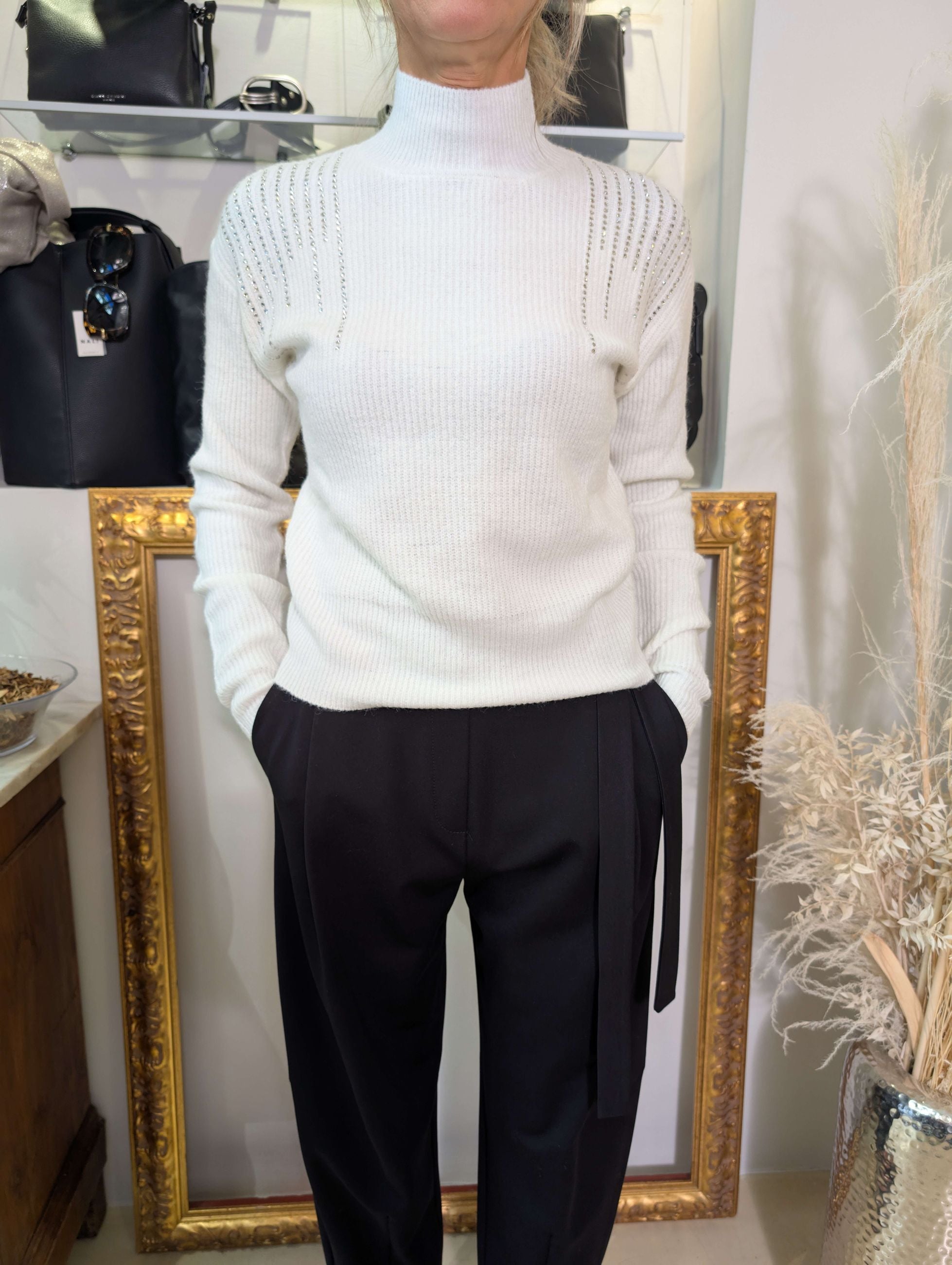 Maglia costa inglese con strass - MARKUP DONNA