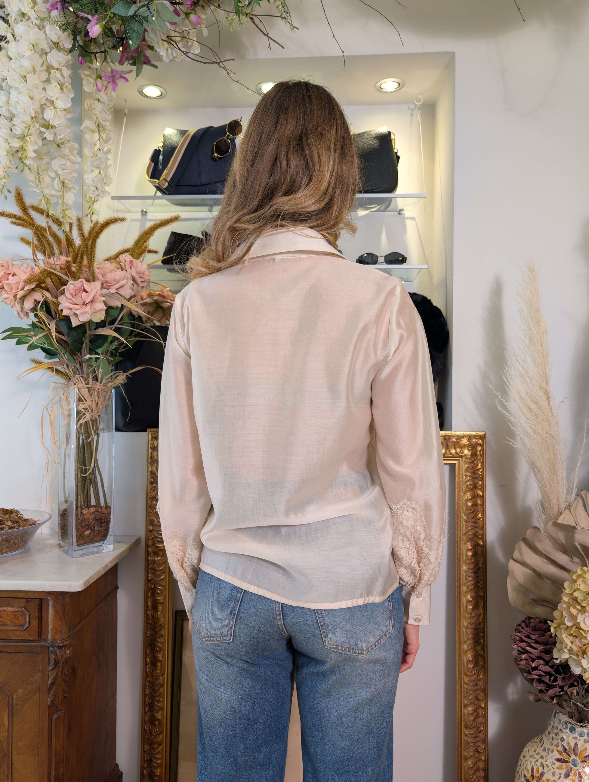 Camicia in Tencel con inserto in pizzo - SHE_FLORENCE_LAB