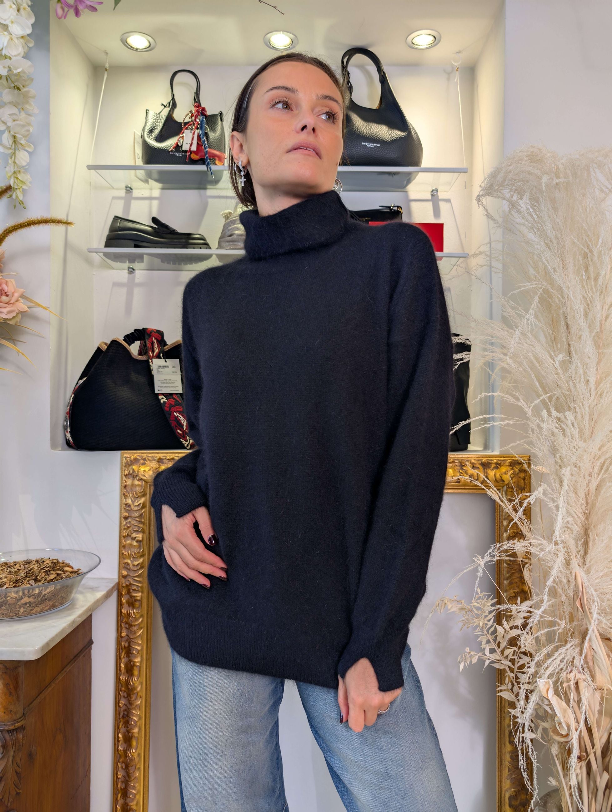 Collo alto oversized fit in angora - .SOLO TRE