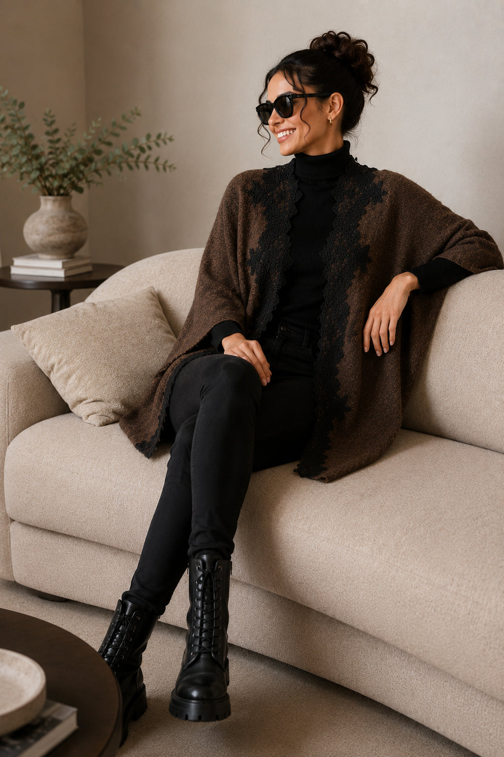 Cardigan over con applicazione in pizzo - LOLA by Sandro Ferrone