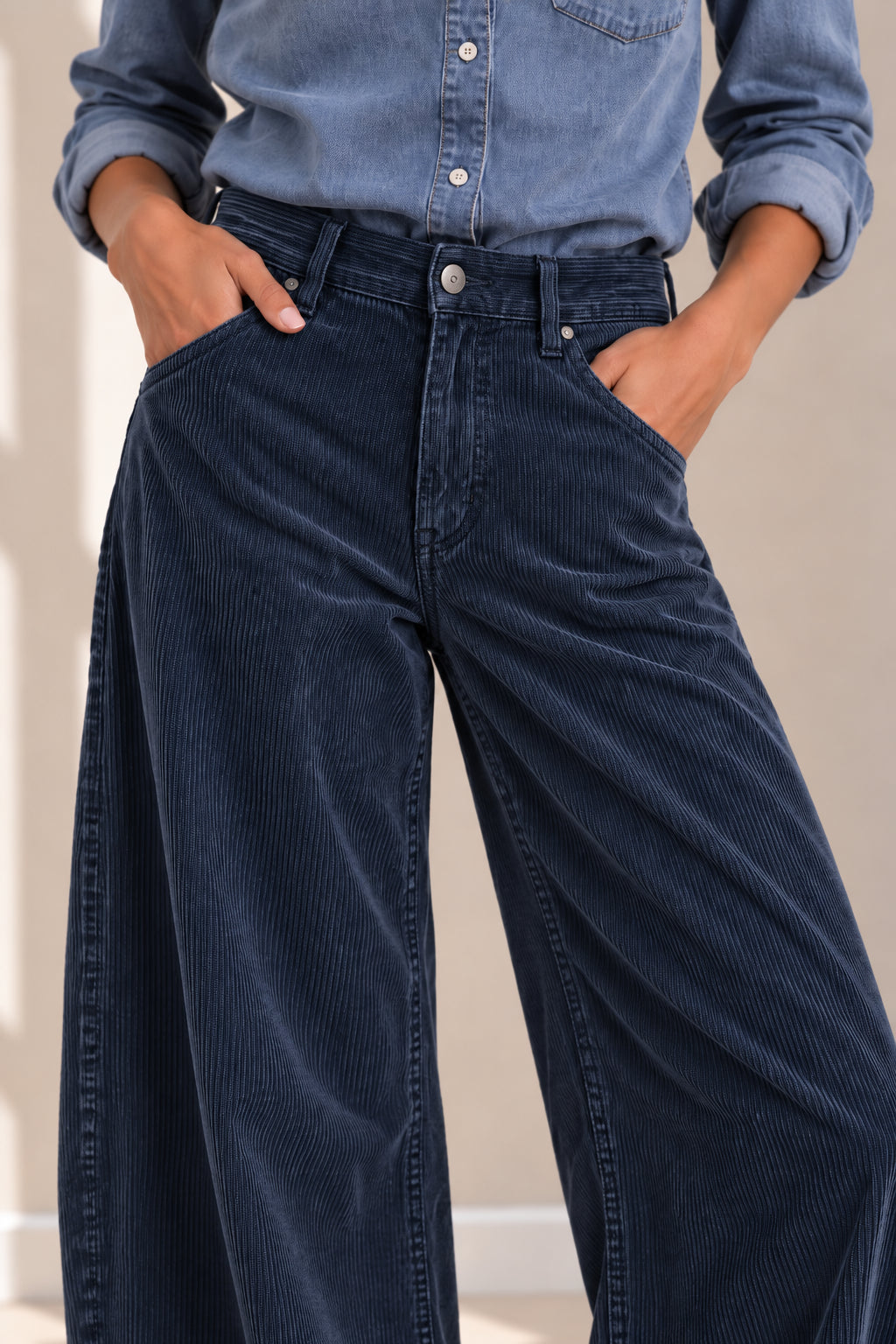 Pantalone wide leg in velluto a coste - PLEASE