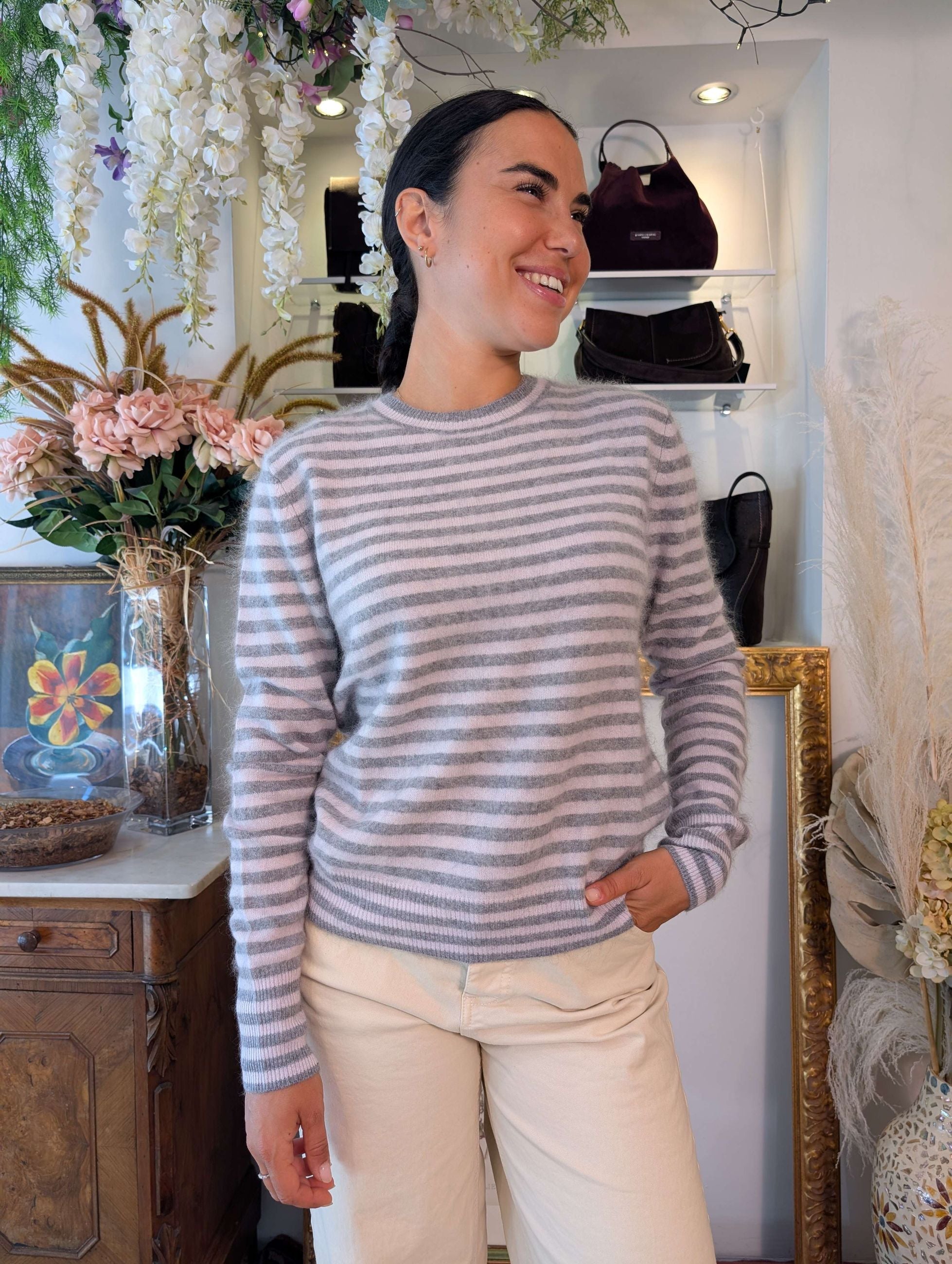 Maglia french stripes multicolor lana-cachemire - TENSIONE IN