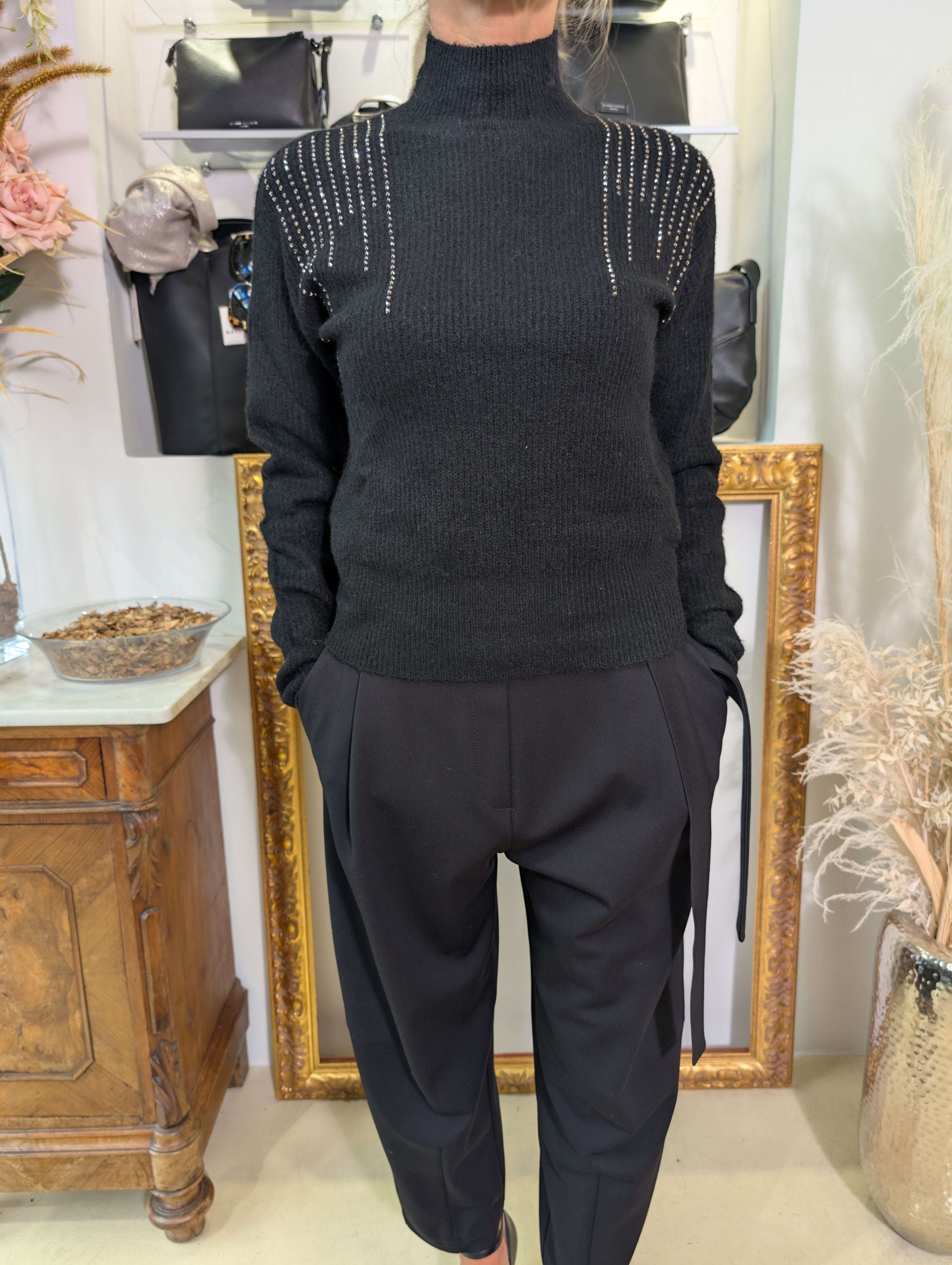 Maglia costa inglese con strass - MARKUP DONNA