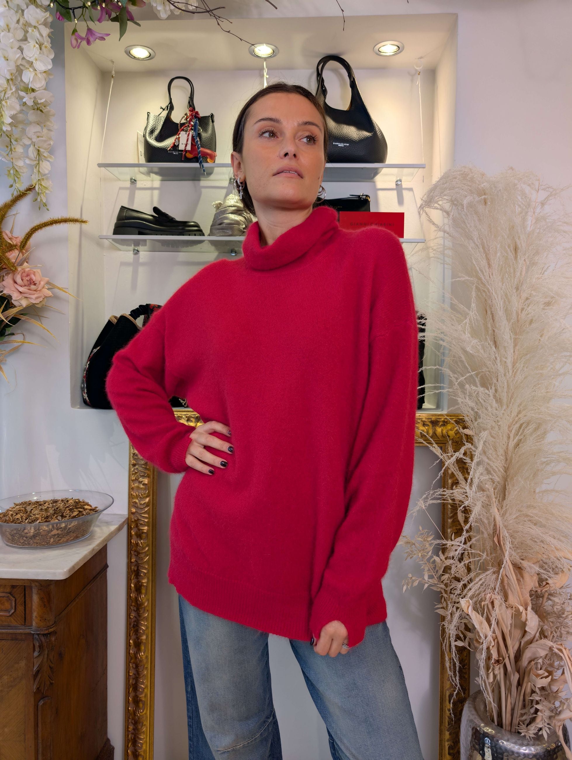 Collo alto oversized fit in angora - .SOLO TRE