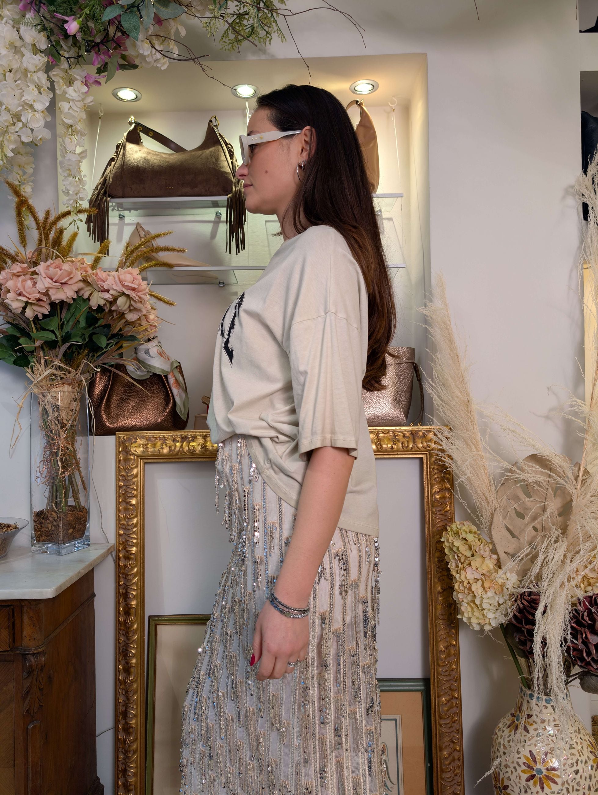 T-shirt tinta fade con stampa college craccata - HAVE ONE