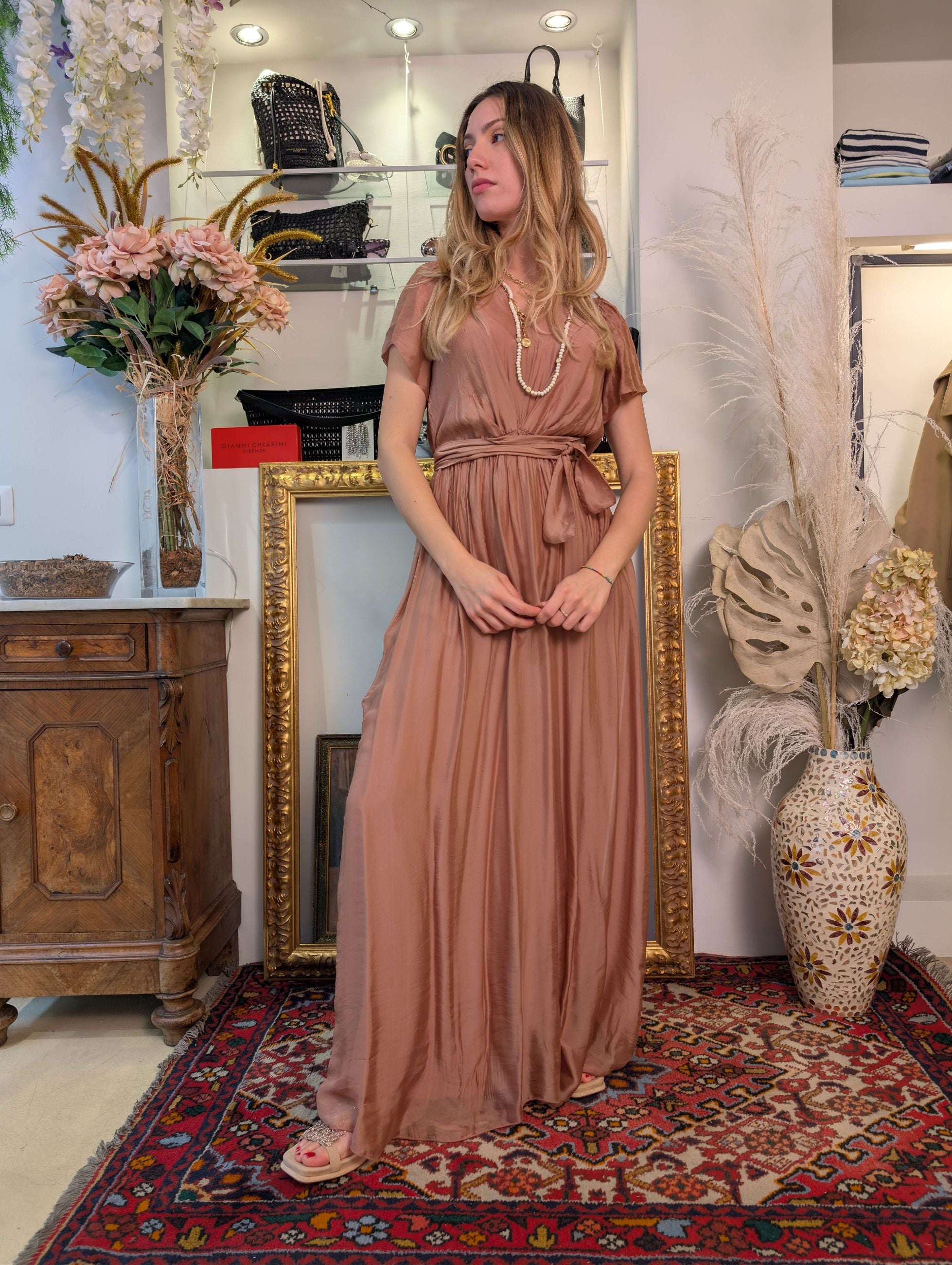Long dress maniche ad aletta in seta - HAVE ONE