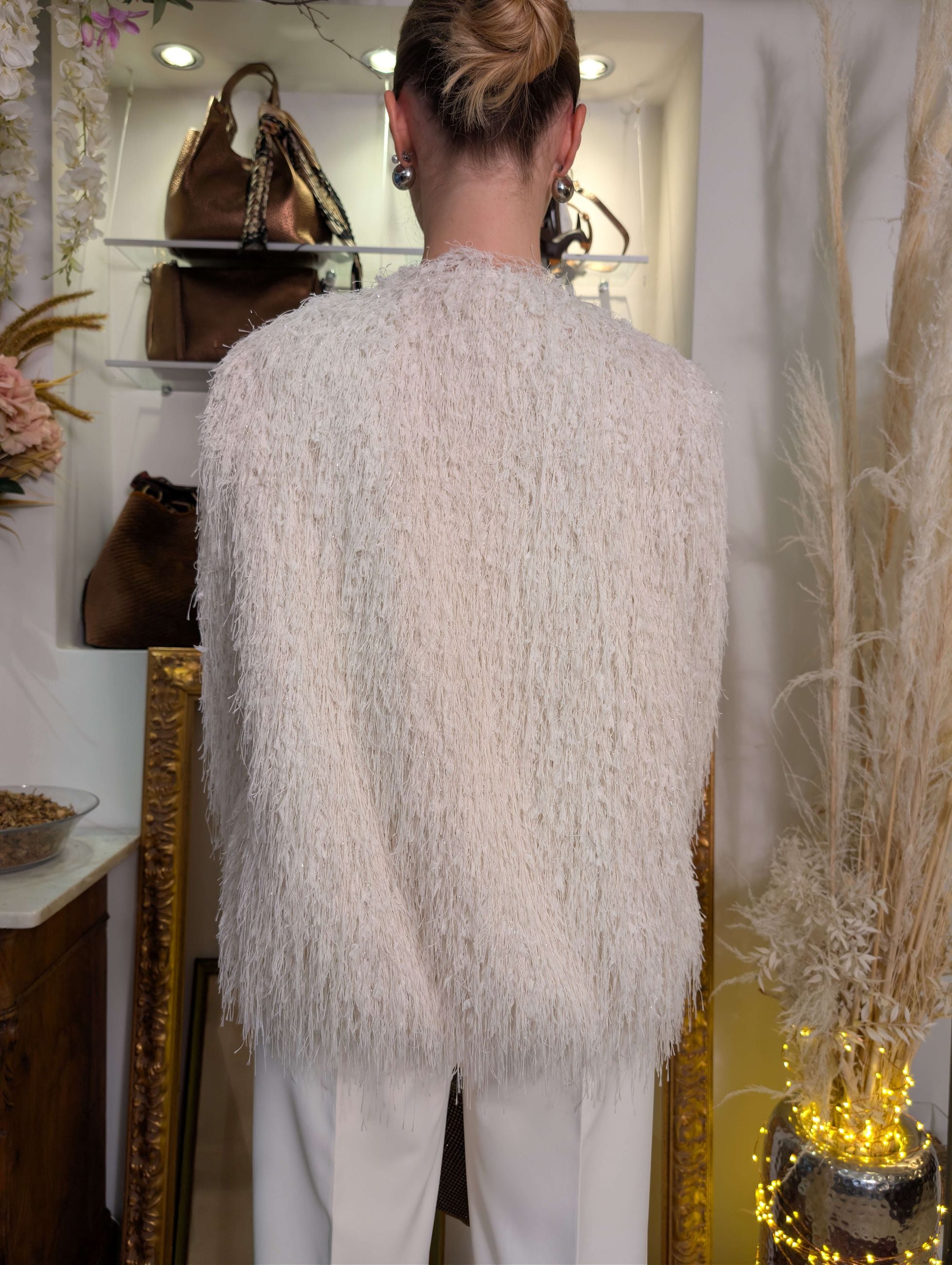 Giacca bianca con micropiume e tocchi di lurex - HAVE ONE